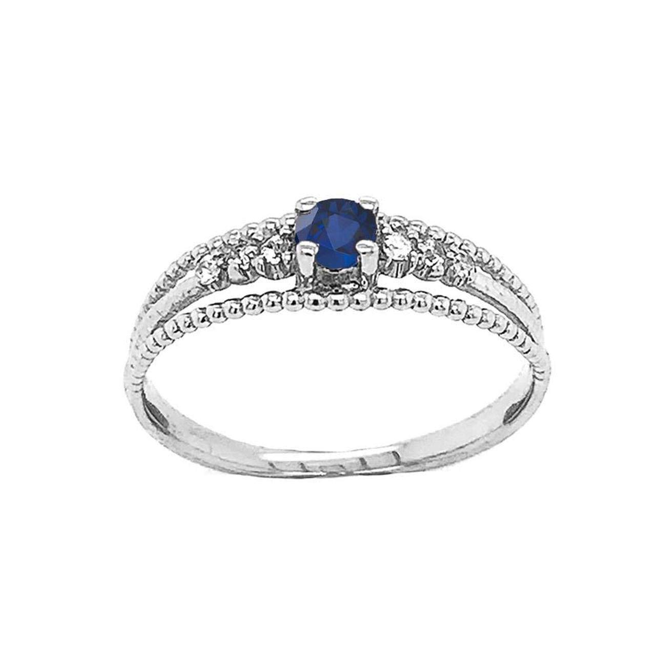 Exquisite Sterling Silver Genuine Sapphire & Diamond Engagement Ring - Modern Double Rope Promise Ring for Women | Perfect for Proposals, Anniversaries & Romantic Occasions
