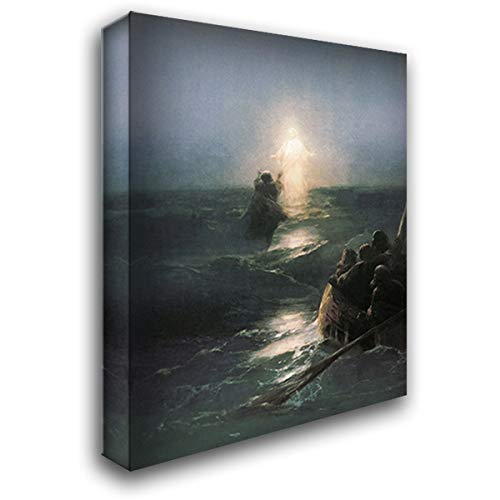 Jesus Walks on Water 20x24 Inch Religious Wall Art - Ivan Aivazovsky Gallery Wrapped Canvas Painting - Perfect for Home Decor, Church, or Office Inspiration