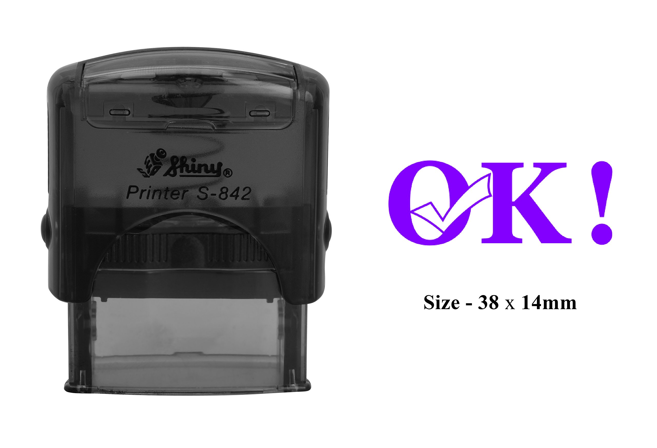 OK Rubber Stamp Shiny S-842 Self-Inking Office Stamp - Perfect for Business Documents, Certificates, and Paperwork Signing