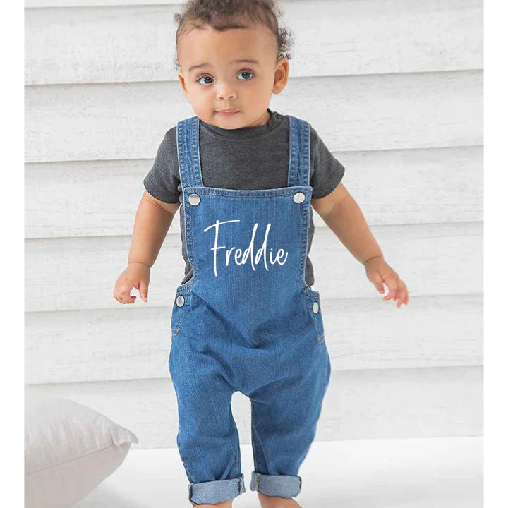 Personalized Denim Dungarees for Women - Custom Name Freddie - Vintage Style Overalls for Casual Wear, Work & Outdoor Activities