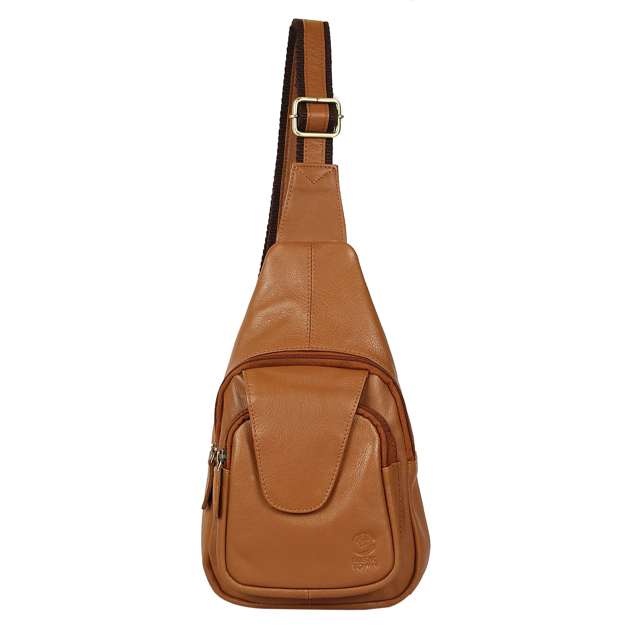 Premium Genuine Leather Sling Bag - Crossbody Chest Shoulder Backpack for Men & Women (Brown) - Perfect for Travel, Hiking & Everyday Use