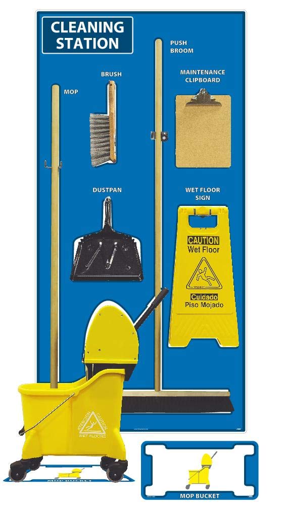 NMC SBK141ACP Cleaning Station Shadow Board Combo Kit - Blue/White, 72