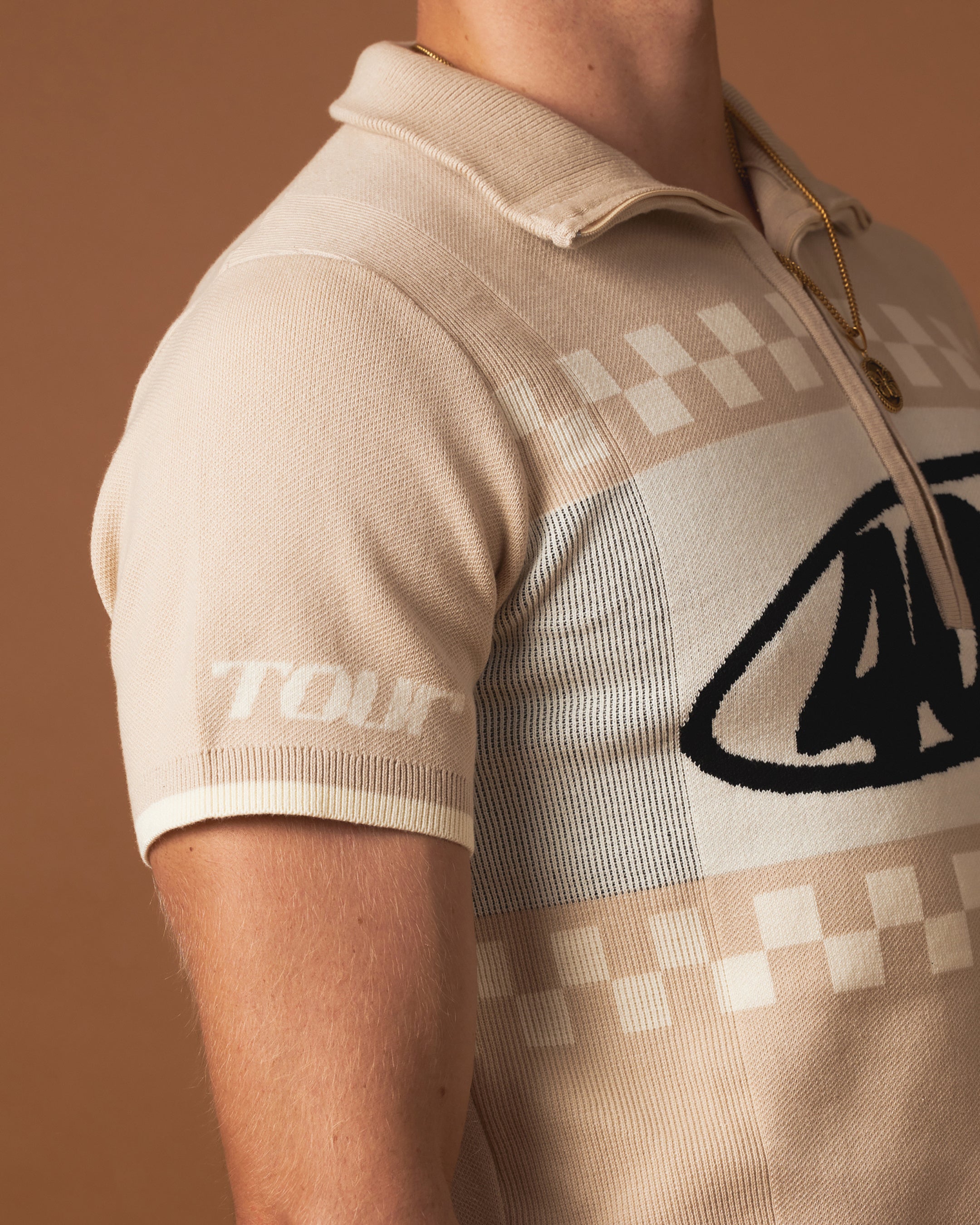 404 Knit Cycling Polo Shirt for Men - Breathable Performance Golf Tennis Shirt in Tan - Perfect for Biking, Golfing & Outdoor Sports