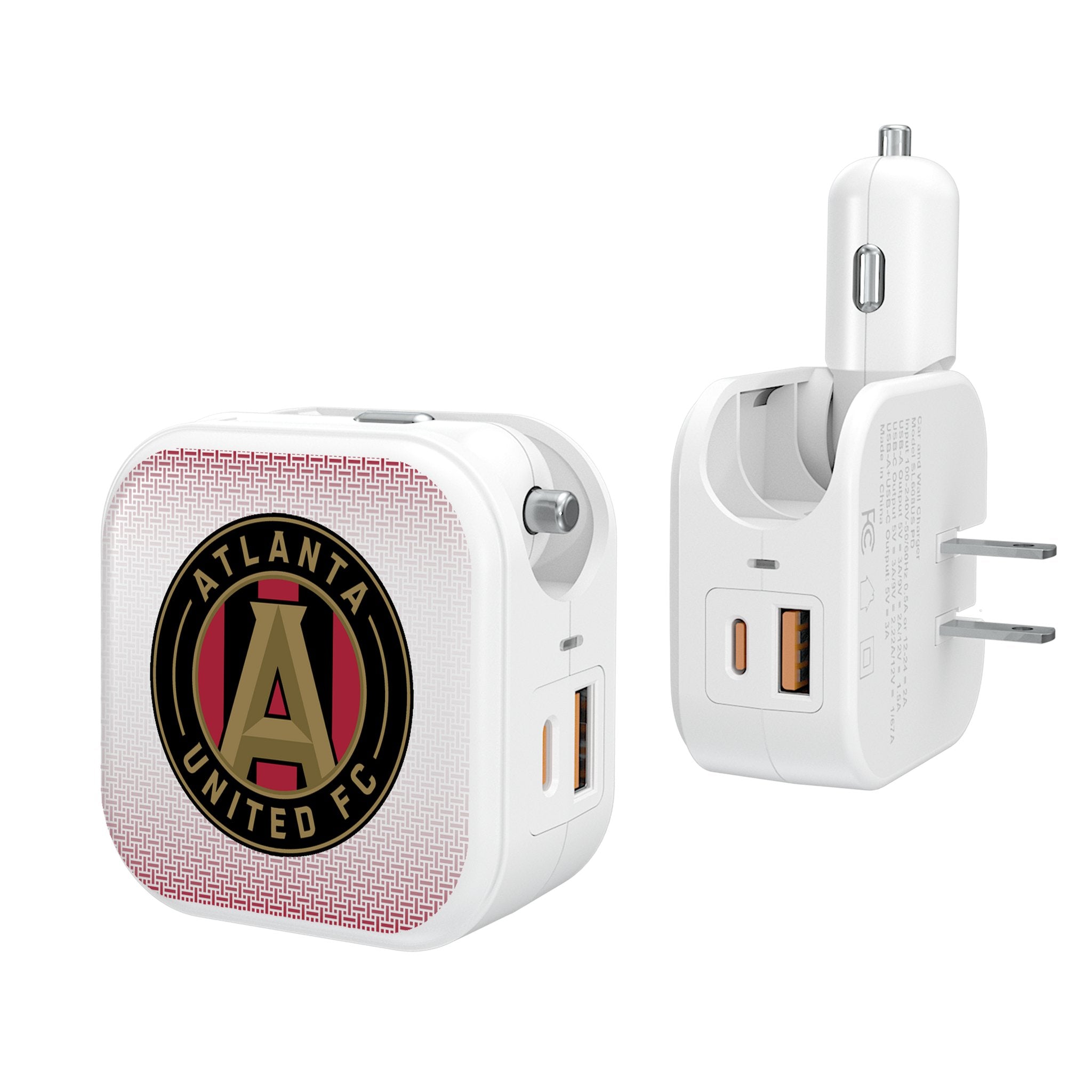 Atlanta United FC 2-in-1 USB Charger with Linen Cover - Fast Charging for iPhone & Android - Perfect for Home, Office & Travel
