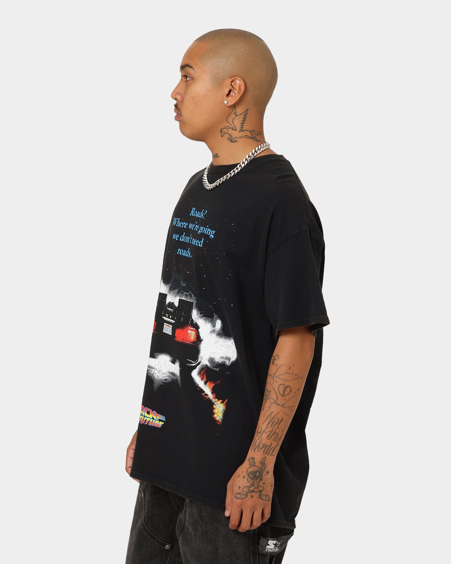 Vintage Back To The Future Movie T-Shirt - Washed Black Cotton Tee - Retro 80s Inspired Graphic Tee - Perfect for Movie Fans, Cosplay, and Casual Wear