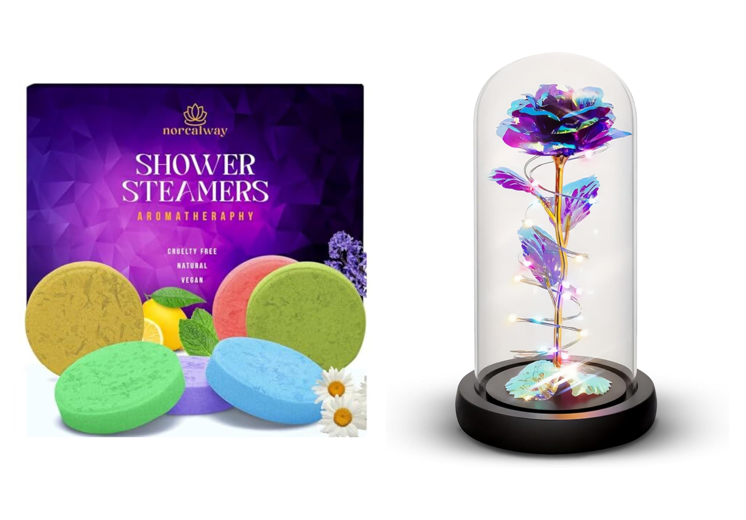 Galaxy Rose Flower Gift Set with Timer - Aromatherapy Shower Steamers for Relaxation, Perfect for Spa, Self-Care, and Thoughtful Gifts