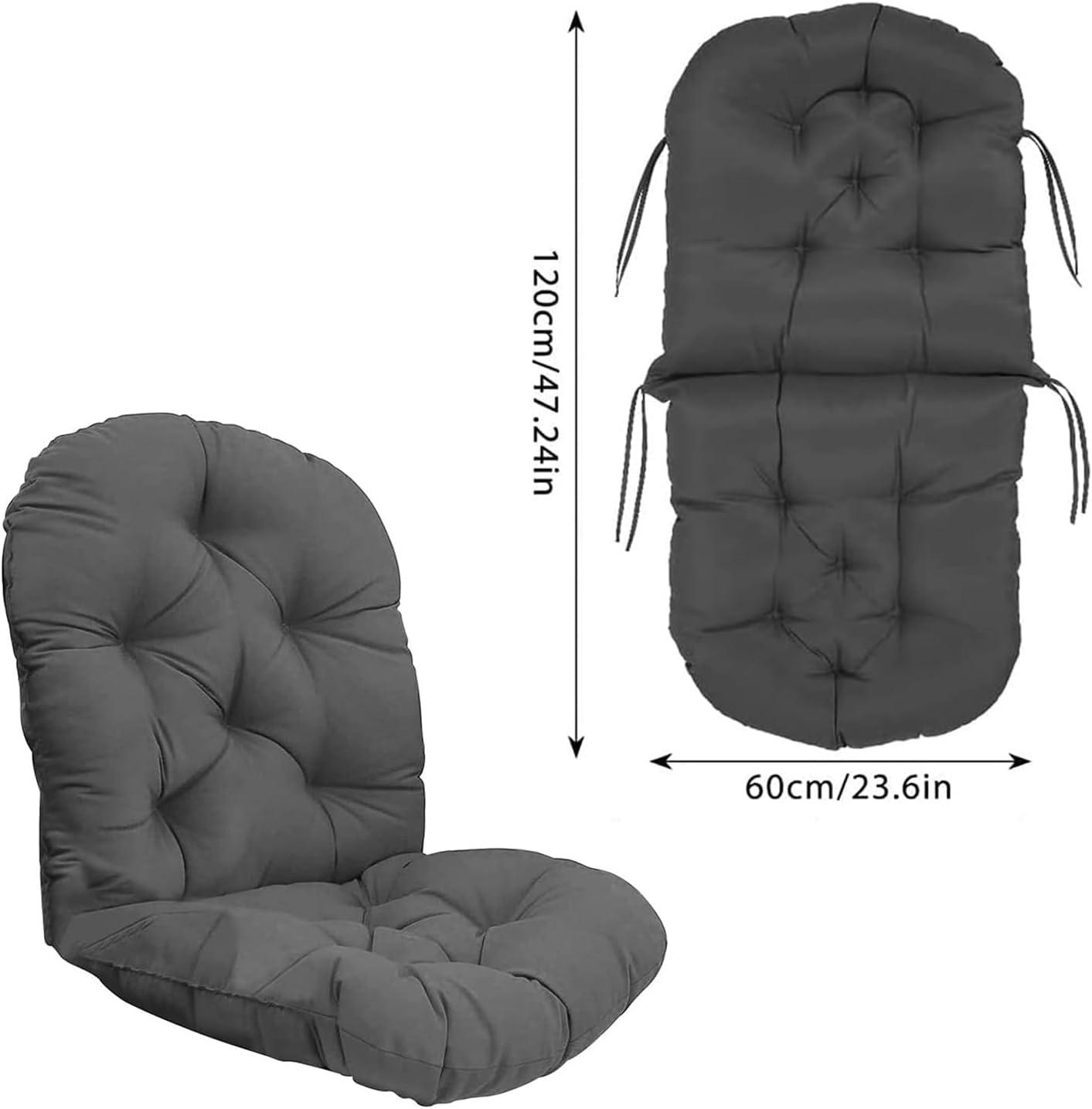Premium Rattan Swivel Rocker Chair Cushion - Waterproof Outdoor/Indoor Rocking Chair Seat Cushion with Ties - Beige Twill Fabric for Patio, Garden, Hammock & Nursery (Only Cushion) - Perfect for Relaxing, Reading & Lounging