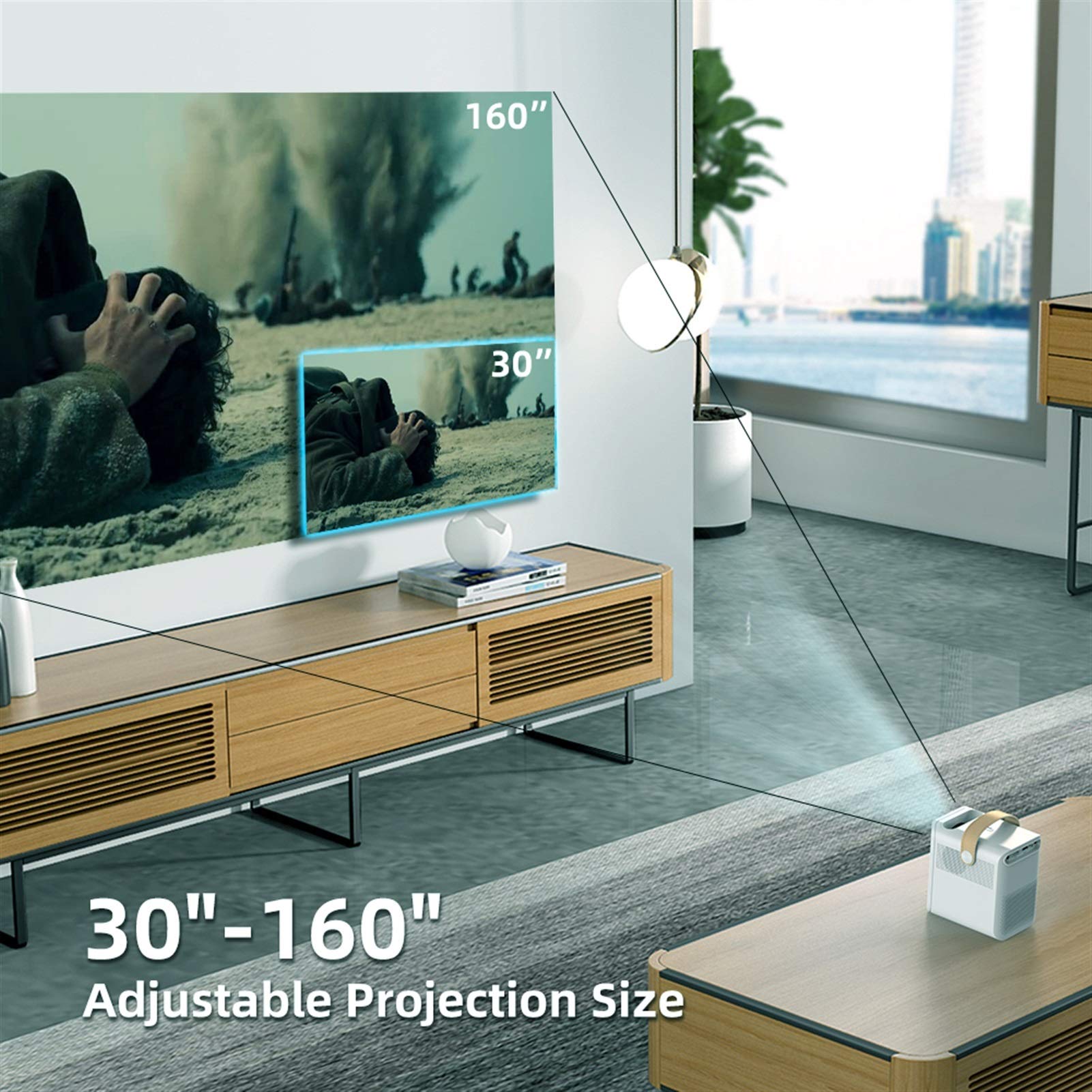 1080P HD LED Mini Projector - Portable Home Theater Projector with 4K Support, WiFi & Mobile Gaming | Perfect for Movie Nights, Presentations & Outdoor Camping (White)