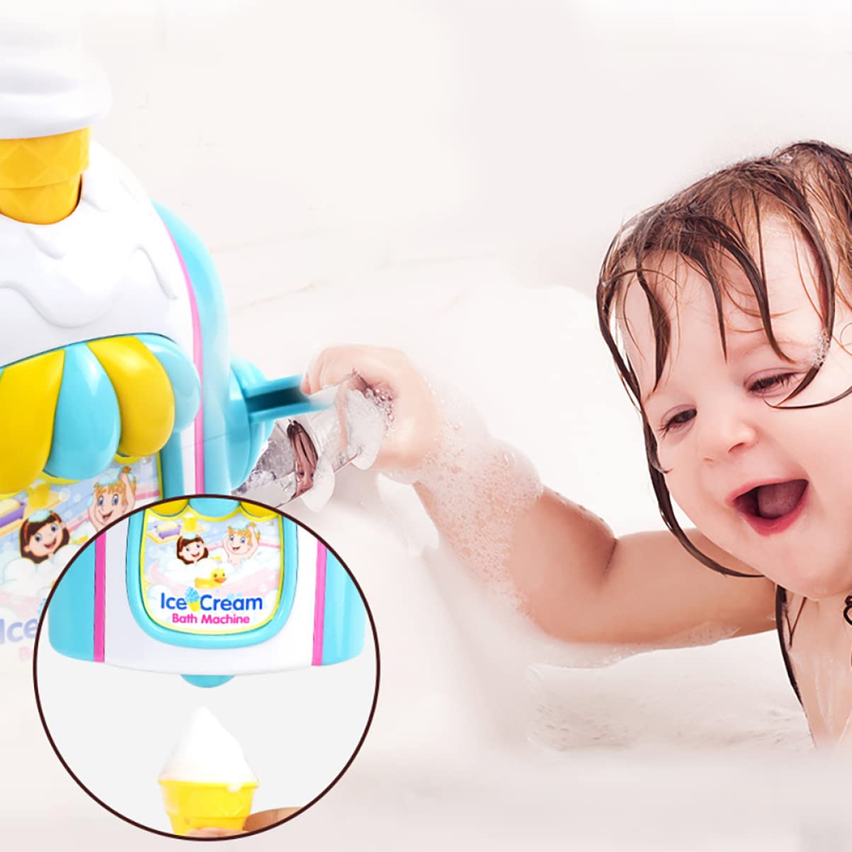 ABOOFAN Ice Cream Bubble Machine - Bubble Blower for Kids, Bubble Bath Toy for Girls & Boys, Fun Bath Time & Outdoor Play, Perfect for Parties & Summer Activities