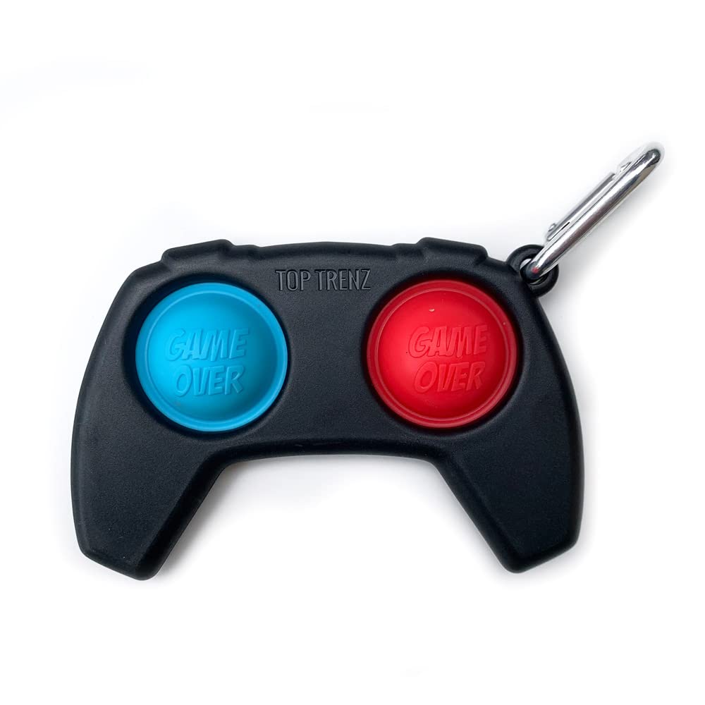 Top Trenz OMG Pop Fidget Toy - Mega Dimple Fidget Keychain for Stress Relief (Black Controller Style) - Perfect for Anxiety Relief, Office Desk Toys & Sensory Play