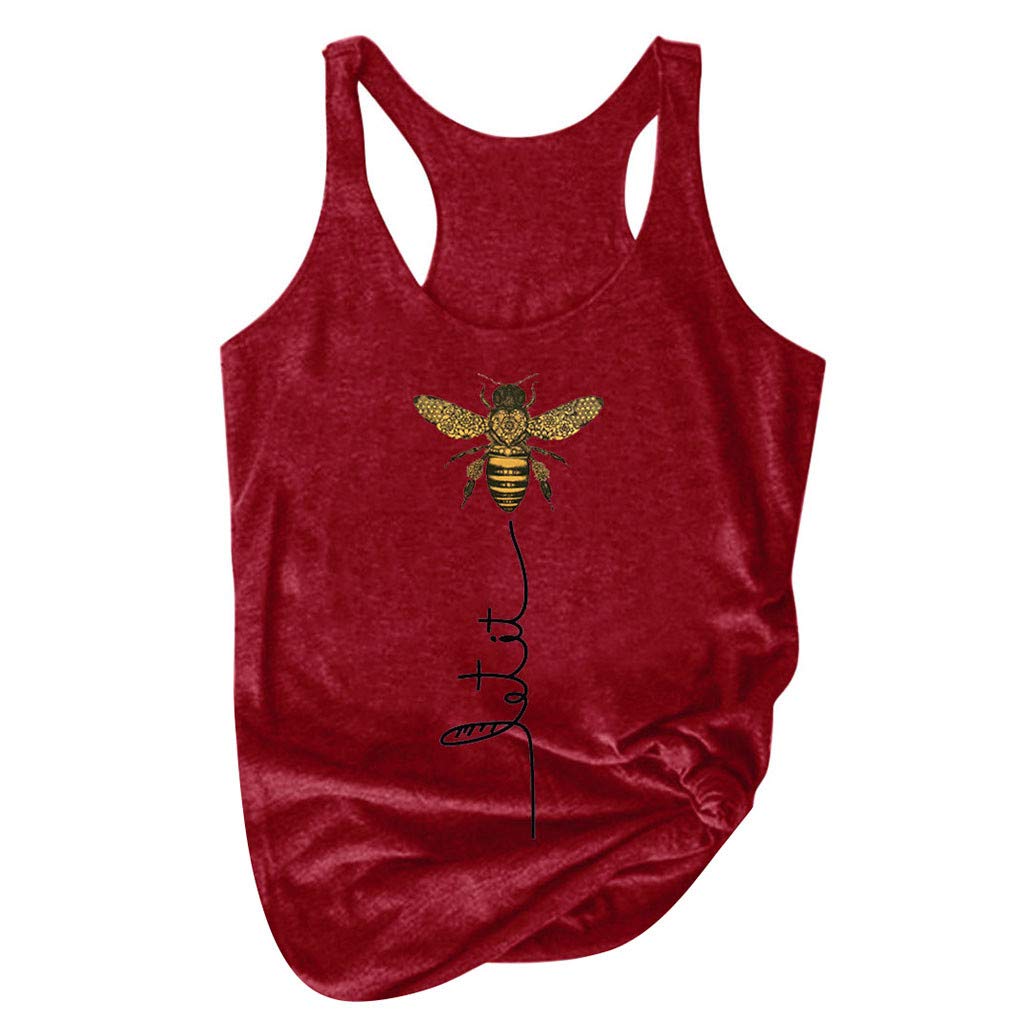 Plus Size Sunflower Print Sleeveless Tank Top - Women's Summer Workout Top (Wine, XXL) for Gym & Casual Wear