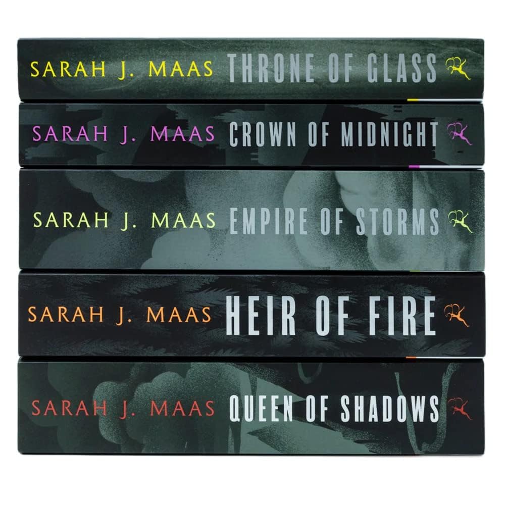 Throne of Glass Series 5-Book Set by Sarah J. Maas - Fantasy Adventure Novels (Throne of Glass, Crown of Midnight, Heir of Fire, Empire of Storms, Queen of Shadows) - Perfect for YA Fantasy Readers & Book Collectors