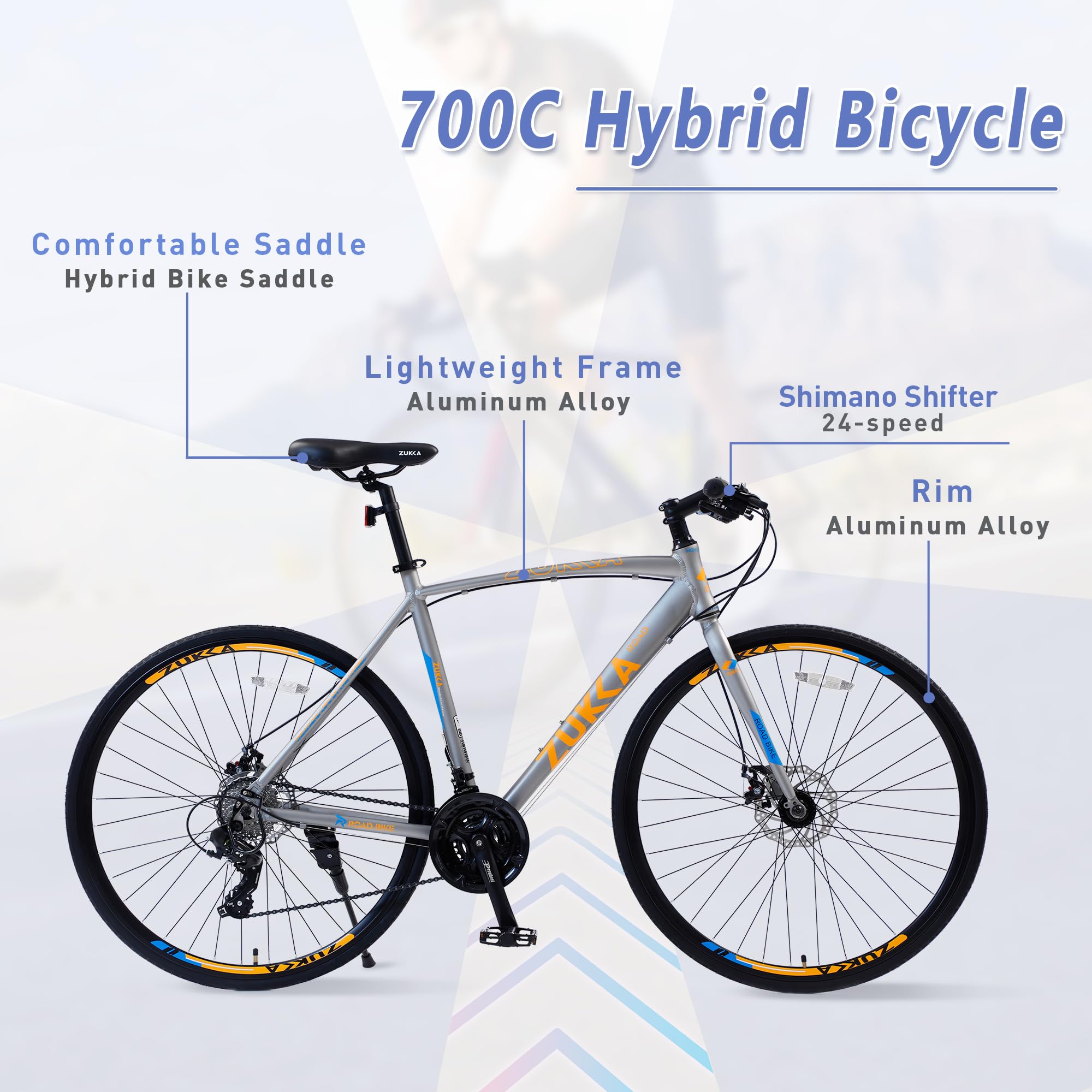**MEGHNA 700C Road Bike - 24-Speed Hybrid Commuter Bike with Dual Disc Brakes for Men & Women - Perfect for City Commuting, Fitness Riding & Outdoor Adventures**