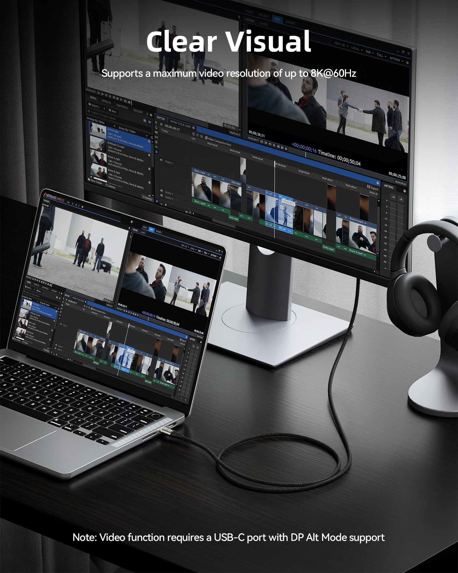 VOLTME 240W USB C to USB C Cable 4FT - 40Gbps USB4 & Thunderbolt 4/3 Compatible - Fast Charging & 8K@60Hz Video Output - Braided Durable Type C Cable for iPhone 16, Galaxy S24, iPad, MacBook Pro (Black) - Perfect for Home, Office & Travel Charging