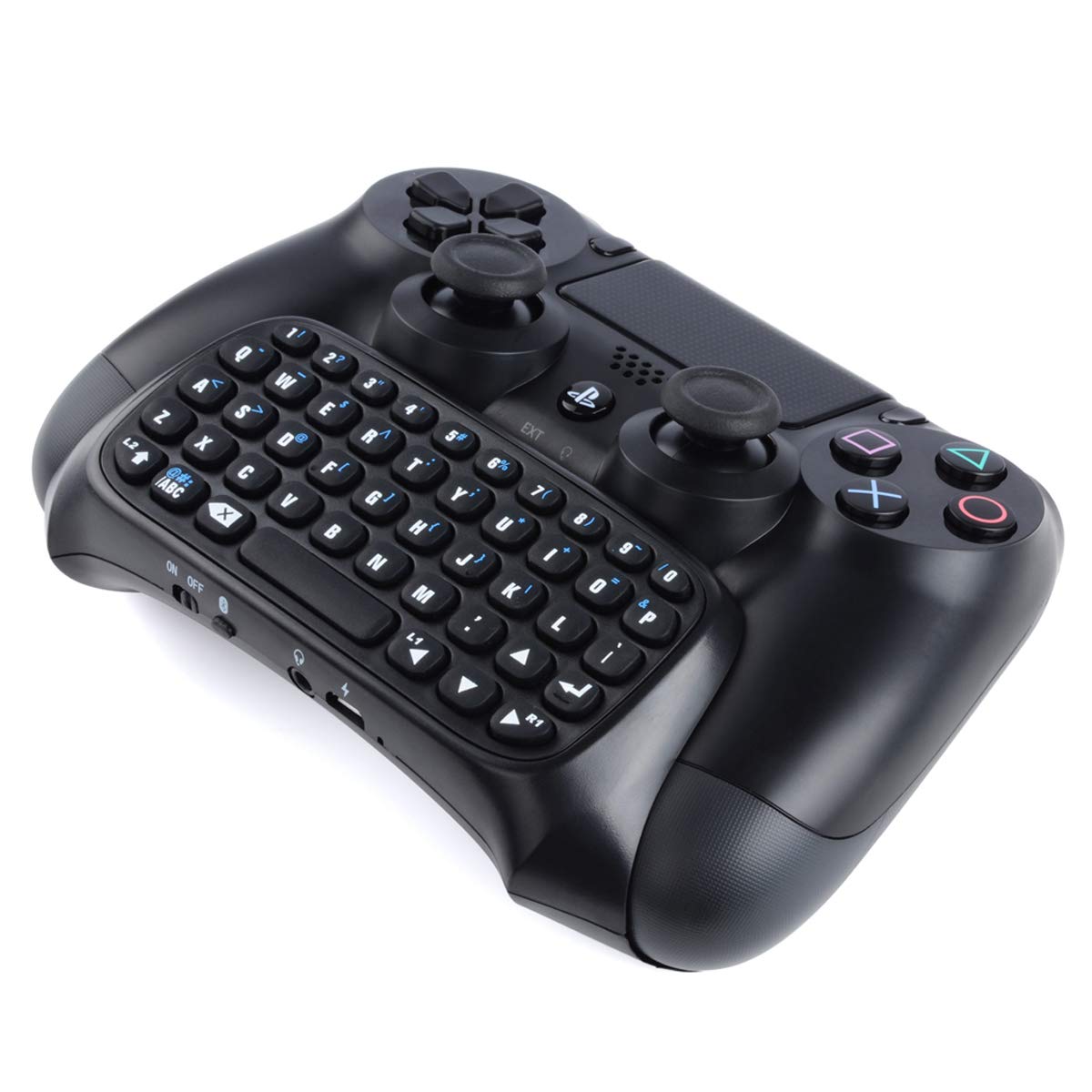 Wireless Bluetooth Mini Keyboard for PS4 Controller - Rechargeable Chatpad with 3.5mm Headset Jack | Compatible with Sony DualShock 4 | Perfect for Gaming, Live Streaming & Online Chatting
