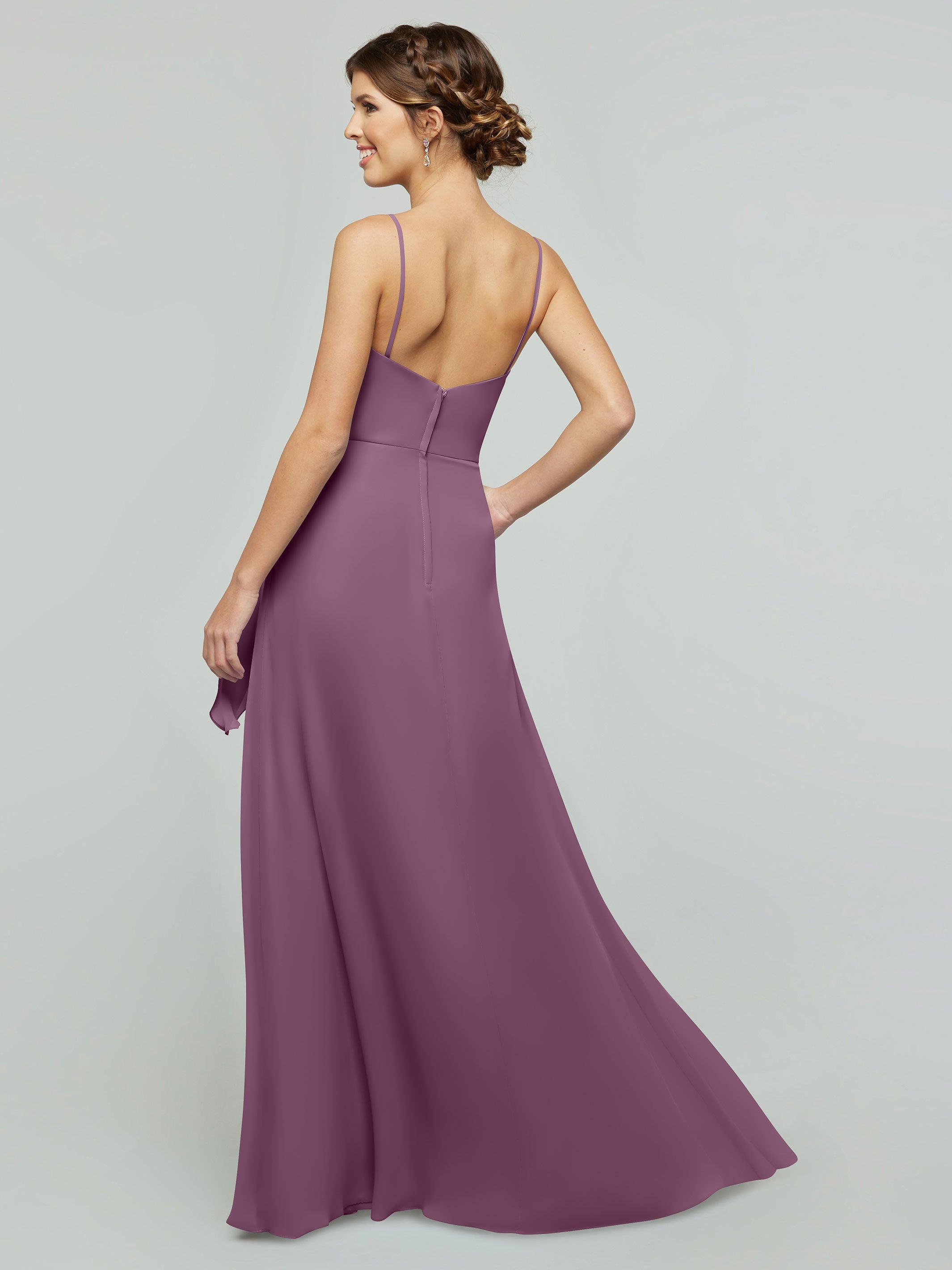 Elegant 80182 Chiffon A-Line Bridesmaid Dress with V-Neck & Spaghetti Straps - Perfect for Weddings, Prom & Formal Events