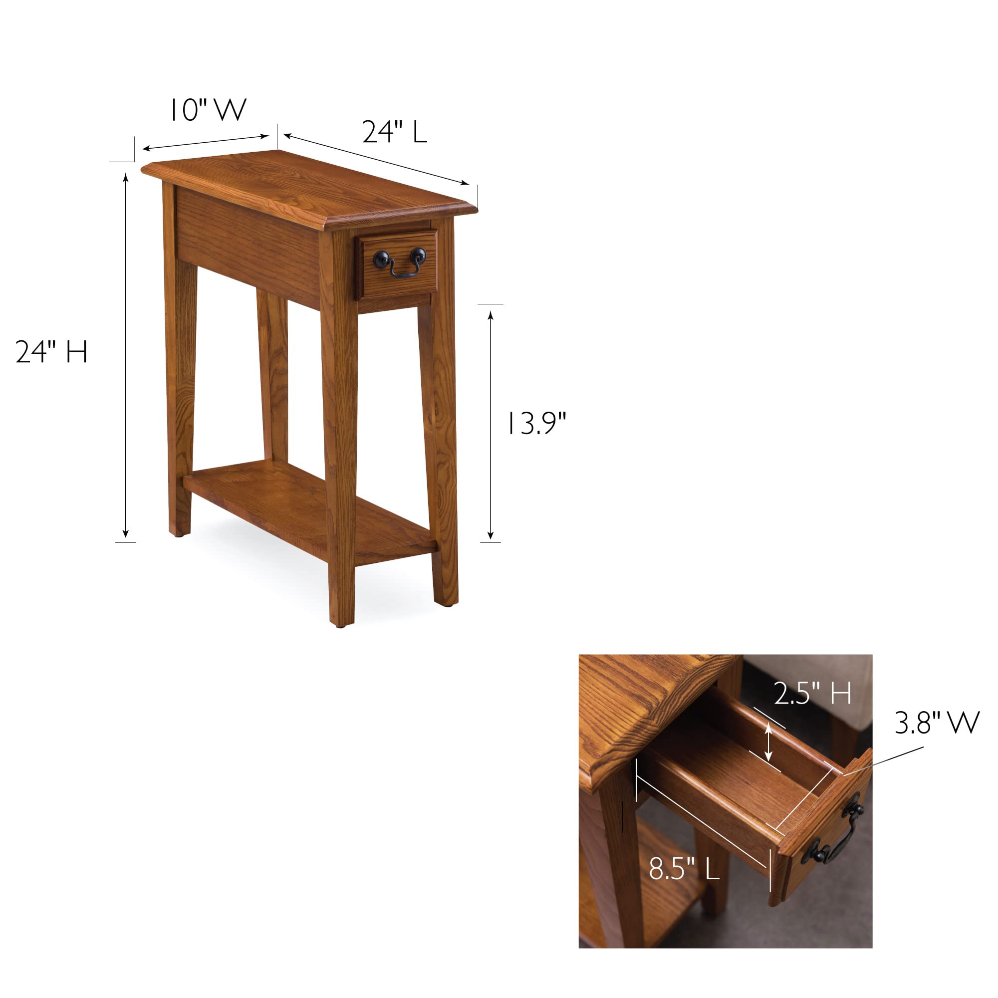 Solid Wood Side End Table with Storage Drawers & Oval Coffee Table Set - Handcrafted Rustic Oak Finish - Living Room Furniture for Home Decor
