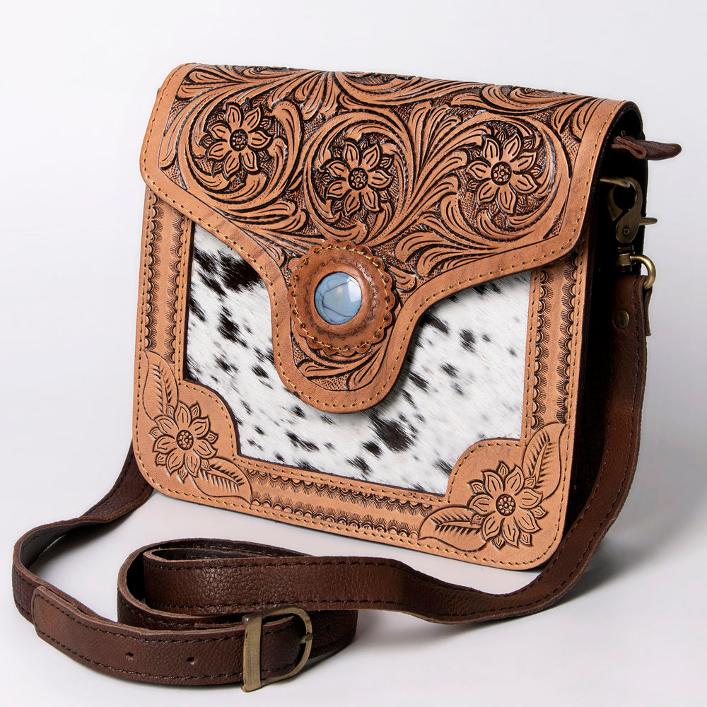 American Darling ADBGD123 Genuine Leather Crossbody Bag for Women - Hand Tooled Hair On Western Style Purse, Perfect for Casual Outings, Travel & Everyday Use