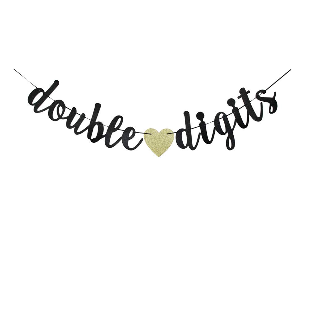 Double Digits Banner - Fun Black 10th Birthday Party Decorations & Paper Sign for 10 Year Old Celebration | Perfect for Birthday Party Backdrops, Photo Booths & Milestone Decor