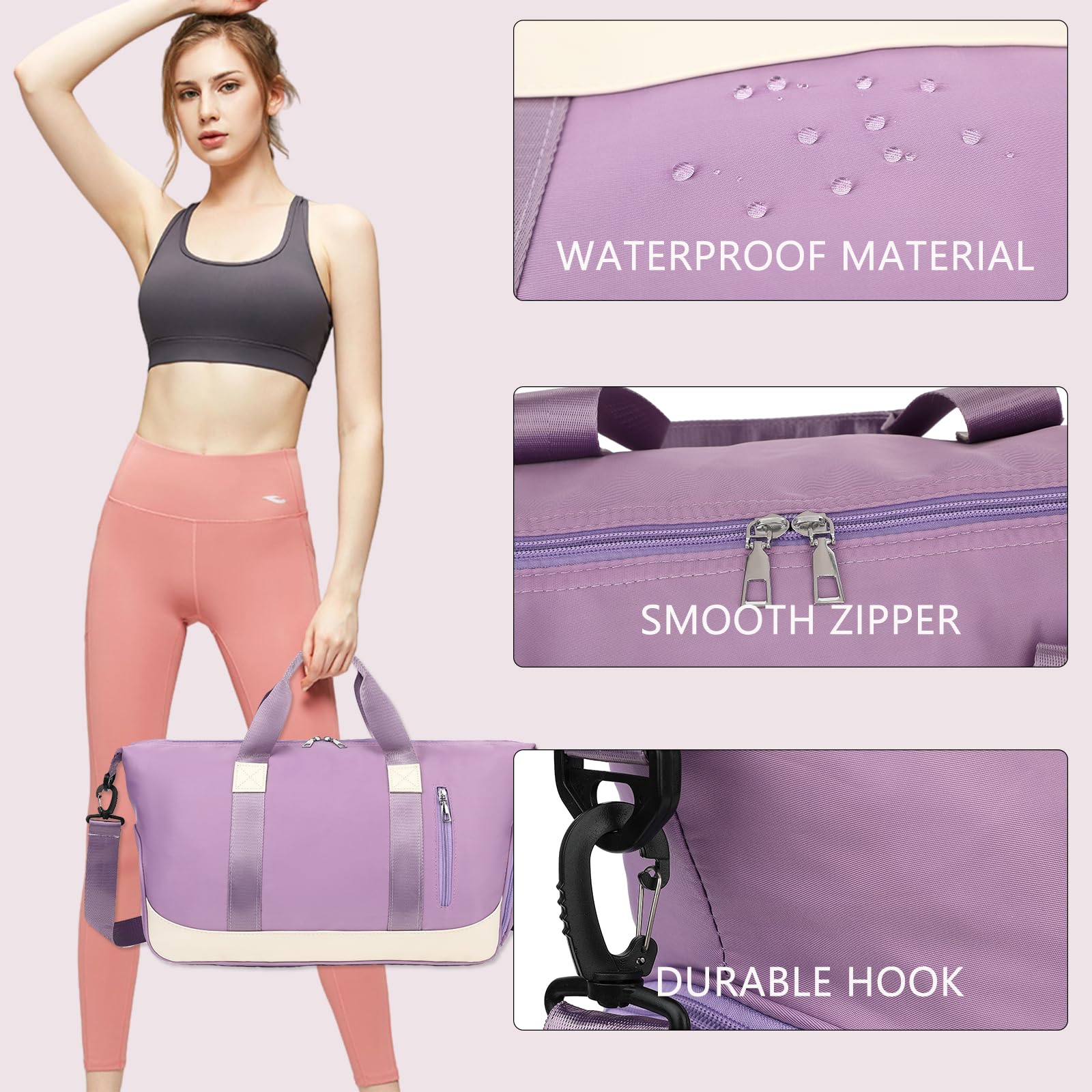 Small Sports Gym Bag & Travel Duffel Bag with Wet Pocket & Shoe Compartment - Lightweight Weekender Overnight Carry On Bag for Yoga, Workout, Gym, Travel | Perfect for Fitness Enthusiasts & Weekend Getaways
