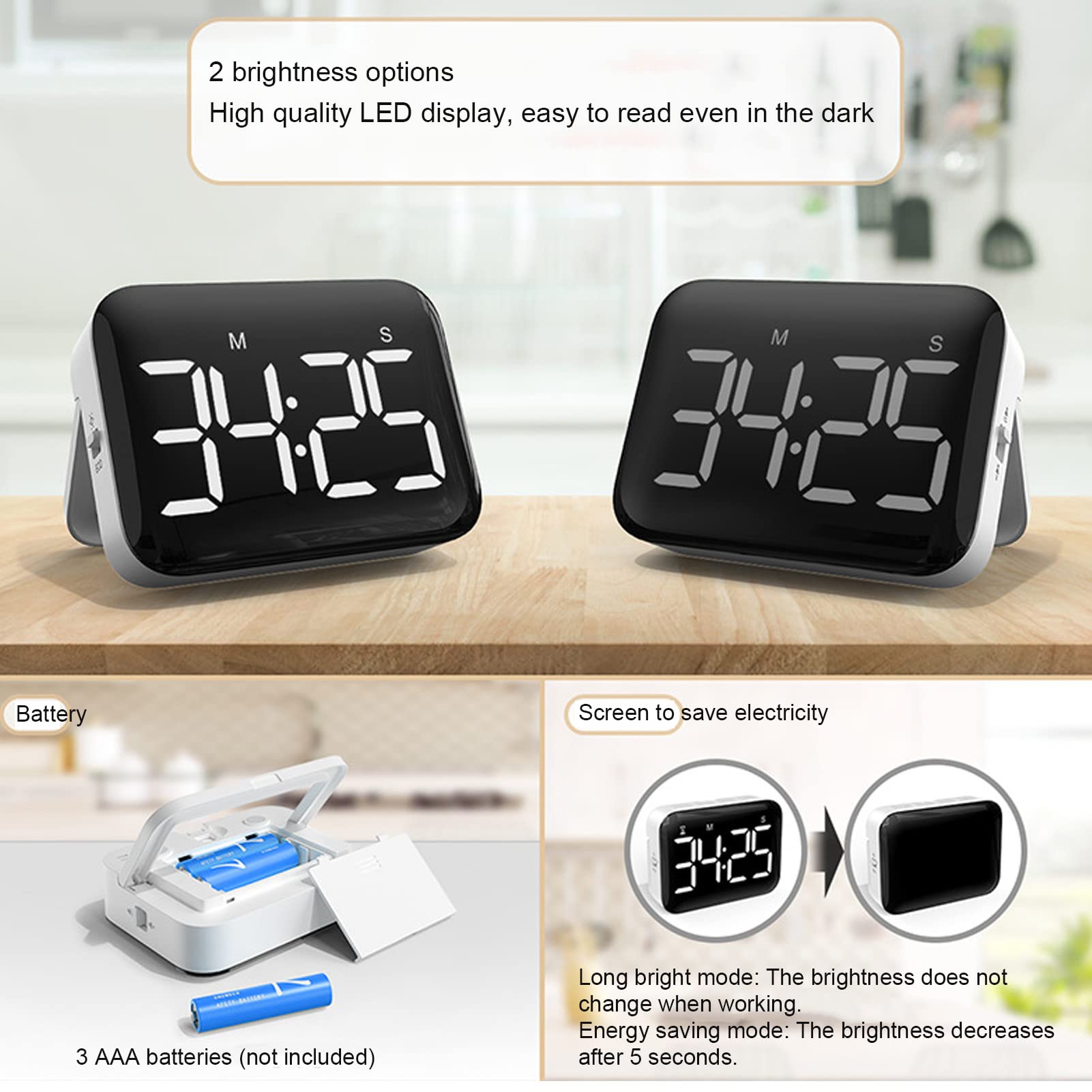 Digital Kitchen Timer with LCD Display - Magnetic Countdown Timer for Cooking, Baking, and Classroom Use | Perfect for Kitchen, Office, and Study Sessions