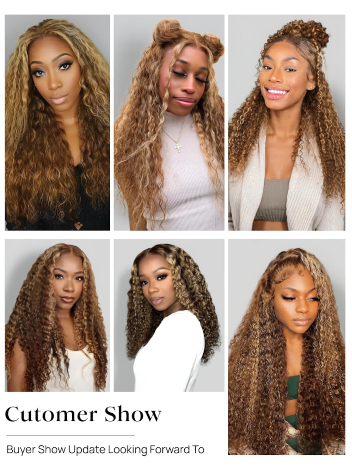 Julia Hair Highlight Honey Blonde 12A Brazilian Curly Human Hair Weave Extensions - 3 Bundles (14/16/18 Inch) for Sew-in, Jerry Curly Style - Perfect for Daily Wear, Parties & Special Occasions