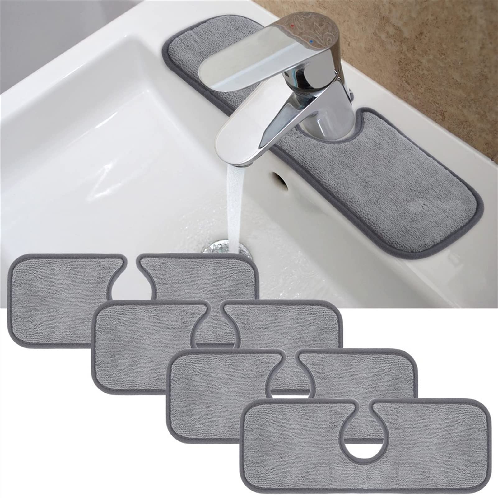 Premium Absorbent Washable Splash Guard for Kitchen & Bathroom Faucets - Microfiber Sink Splash Catcher Mat (15x5 Inches) - Perfect Countertop Protector for Cooking, Dishwashing & Handwashing
