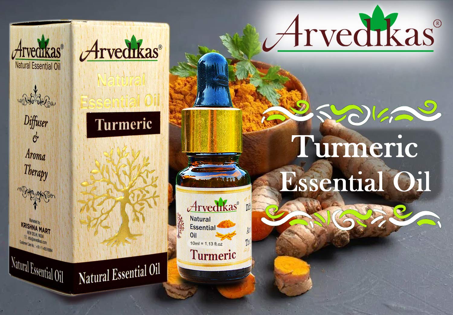 Pure Natural Turmeric Essential Oil 10ml - 100% Undiluted Haldi Oil for Skin Care, Hair Growth & Muscle Relief | Aromatherapy Diffuser, Massage & DIY Beauty Recipes