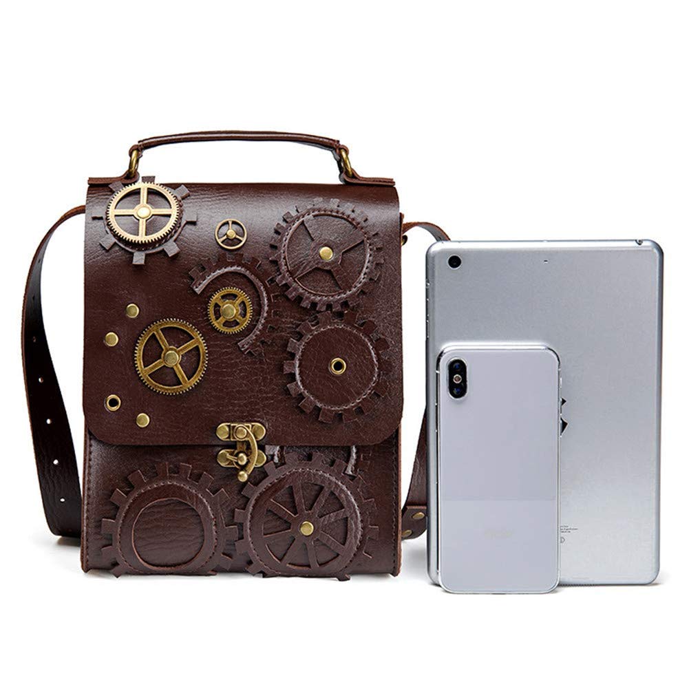 Vintage Steampunk Gothic Women's Single Shoulder Crossbody Bag - Rivet Top Handle Messenger Purse for Travel, Daily Use & Cosplay Accessories