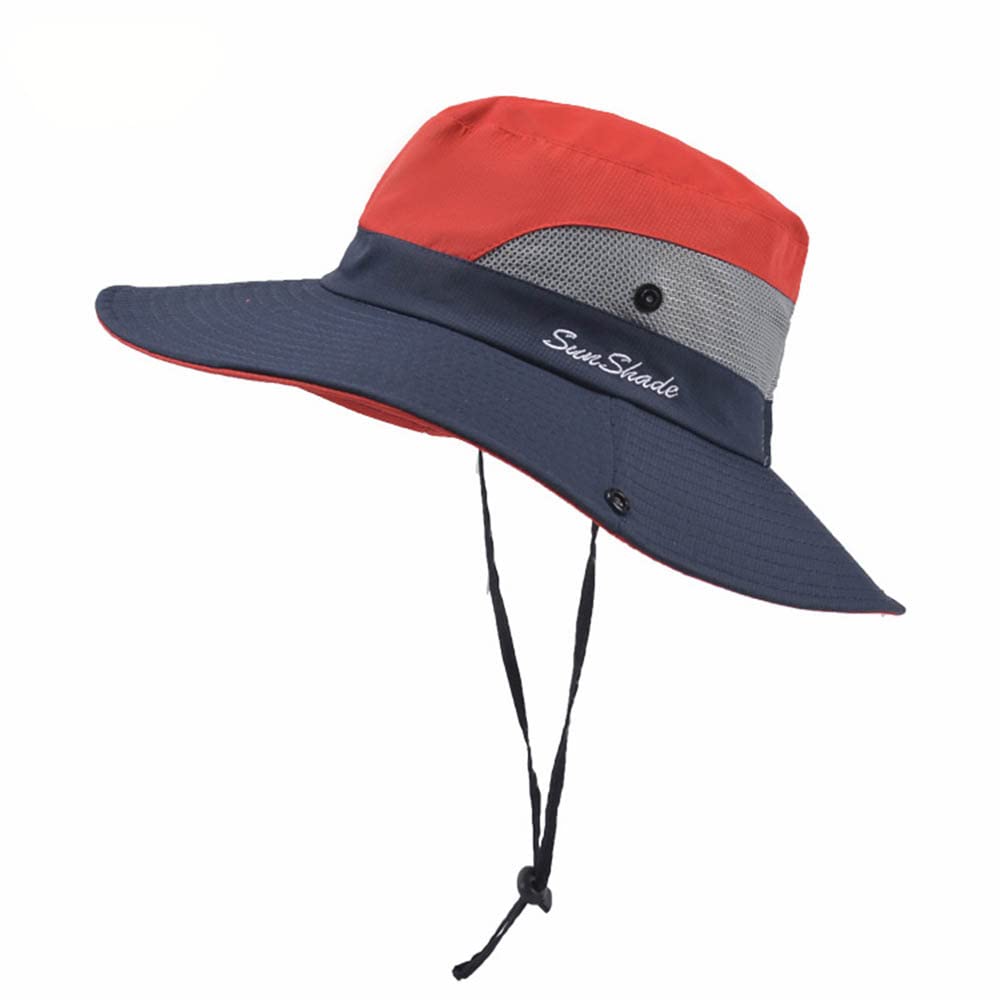 Weimostar Women's Wide Brim Sun Hat - Foldable UPF 50+ Summer Beach Bucket Hat with Ponytail Hole & Mesh Design for Fishing, Gardening, Travel and Outdoor Activities