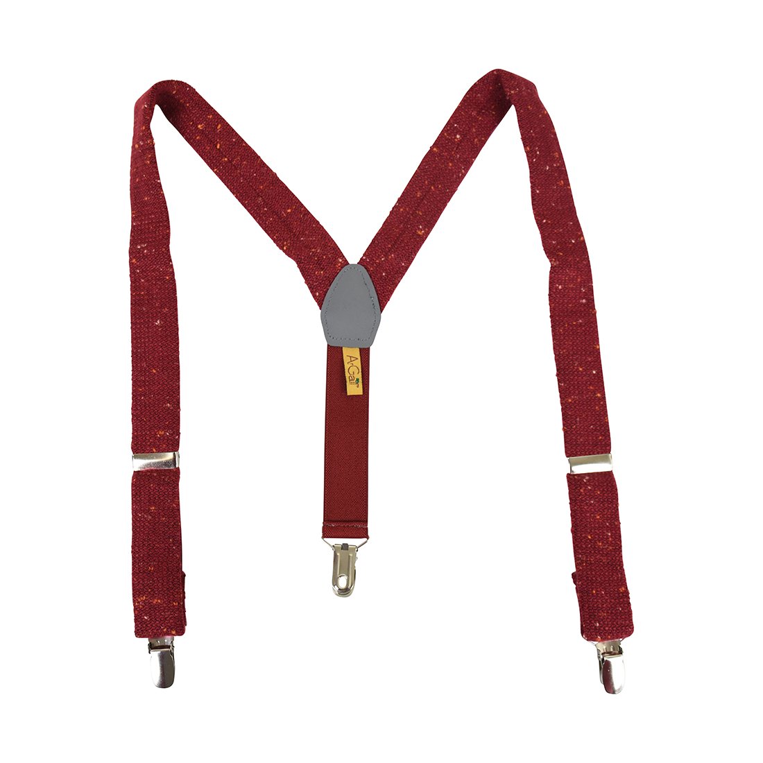 Adjustable Red Speckled Tweed Suspenders for Boys - Vintage Style Elastic Braces for Kids, Perfect for School Uniforms, Weddings & Formal Occasions