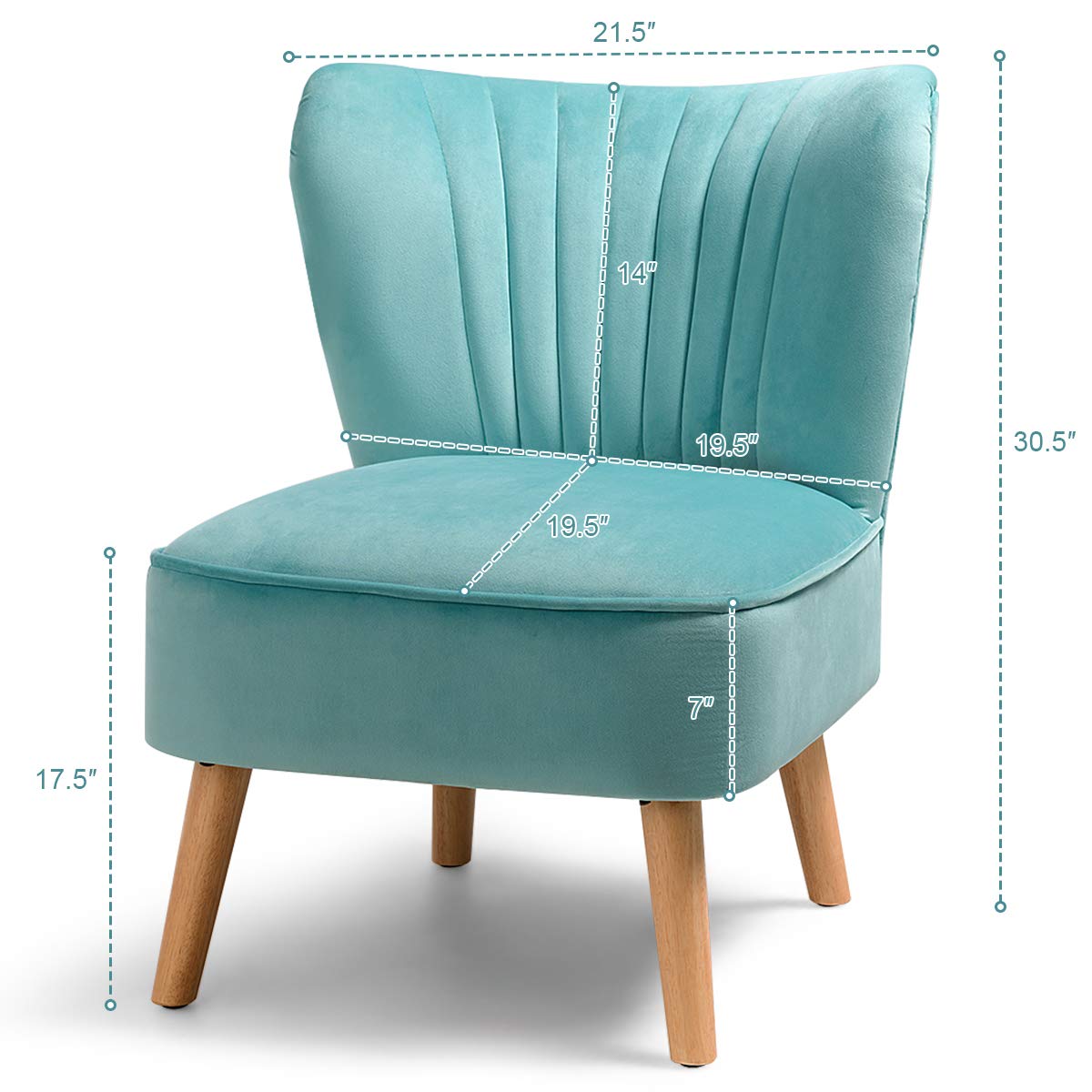 Giantex Set of 2 Velvet Accent Chairs, Modern Upholstered Armless Wingback Club Chairs with Wooden Legs & Thick Padding for Living Room, Bedroom, Office | Stylish Seating for Home Decor & Relaxation