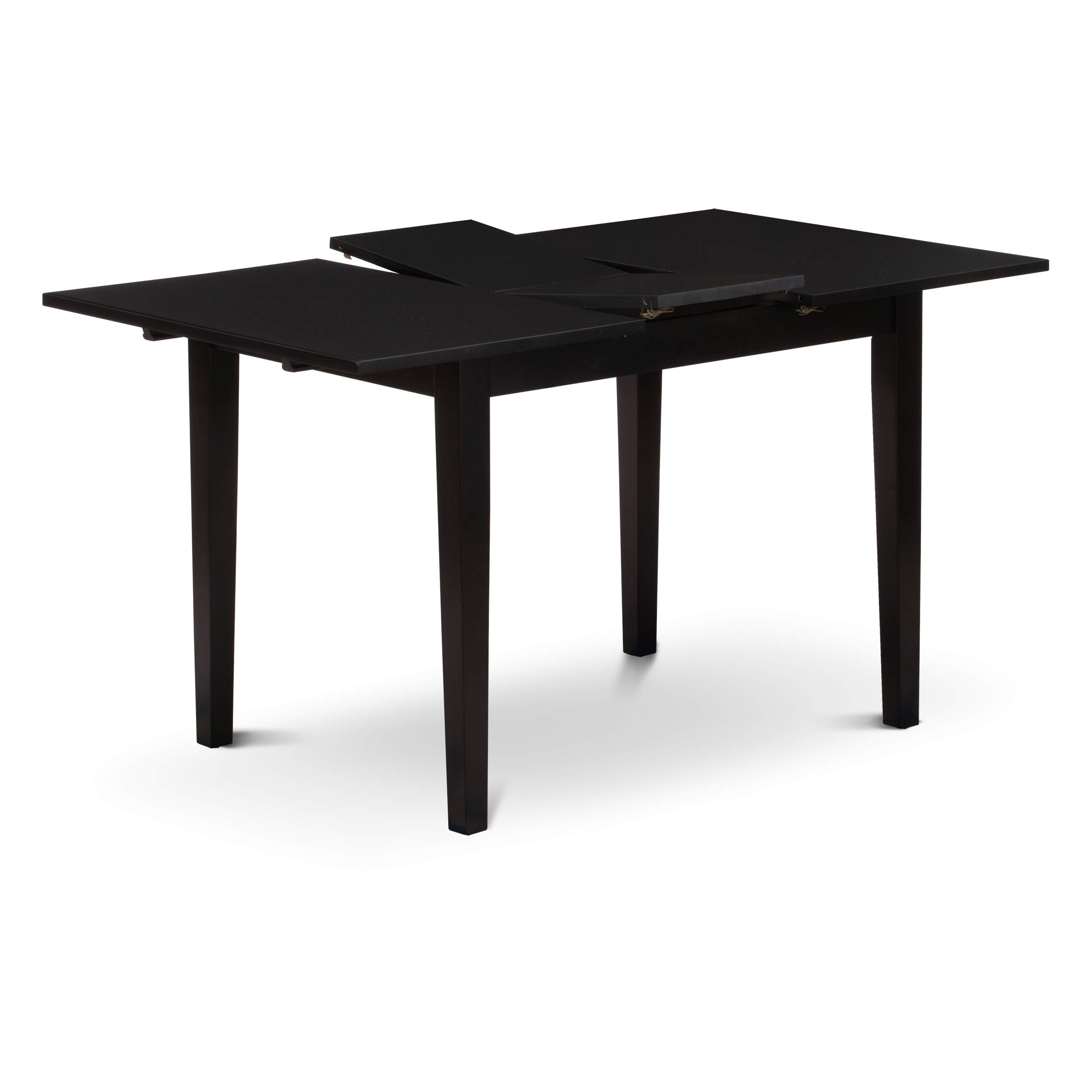 East West Furniture NODU3-BLK-W 3-Piece Black Dining Room Table Set with Butterfly Leaf Extension - 32x54 Inch Rectangle Kitchen Table & 2 Matching Chairs | Perfect for Small Spaces, Breakfast Nooks & Compact Apartments