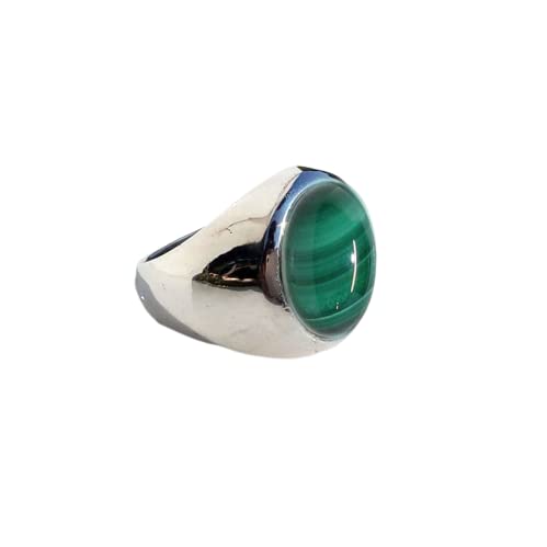 Handmade 925 Sterling Silver Malachite Gemstone Men's Signet Ring - Dainty Birthstone Jewelry for Everyday Wear & Special Occasions