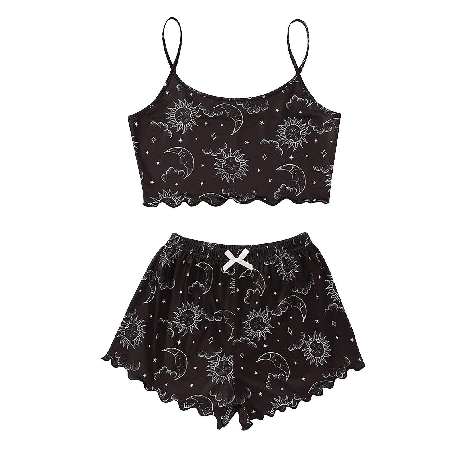 Aniywn Women's Sleepwear Set - Soft Camisole Top & Pants Lounge Set, Comfortable Printed Pajama Set for Sleep, Relaxing & Home Wear (Perfect for Nighttime, Lounging & Vacation)