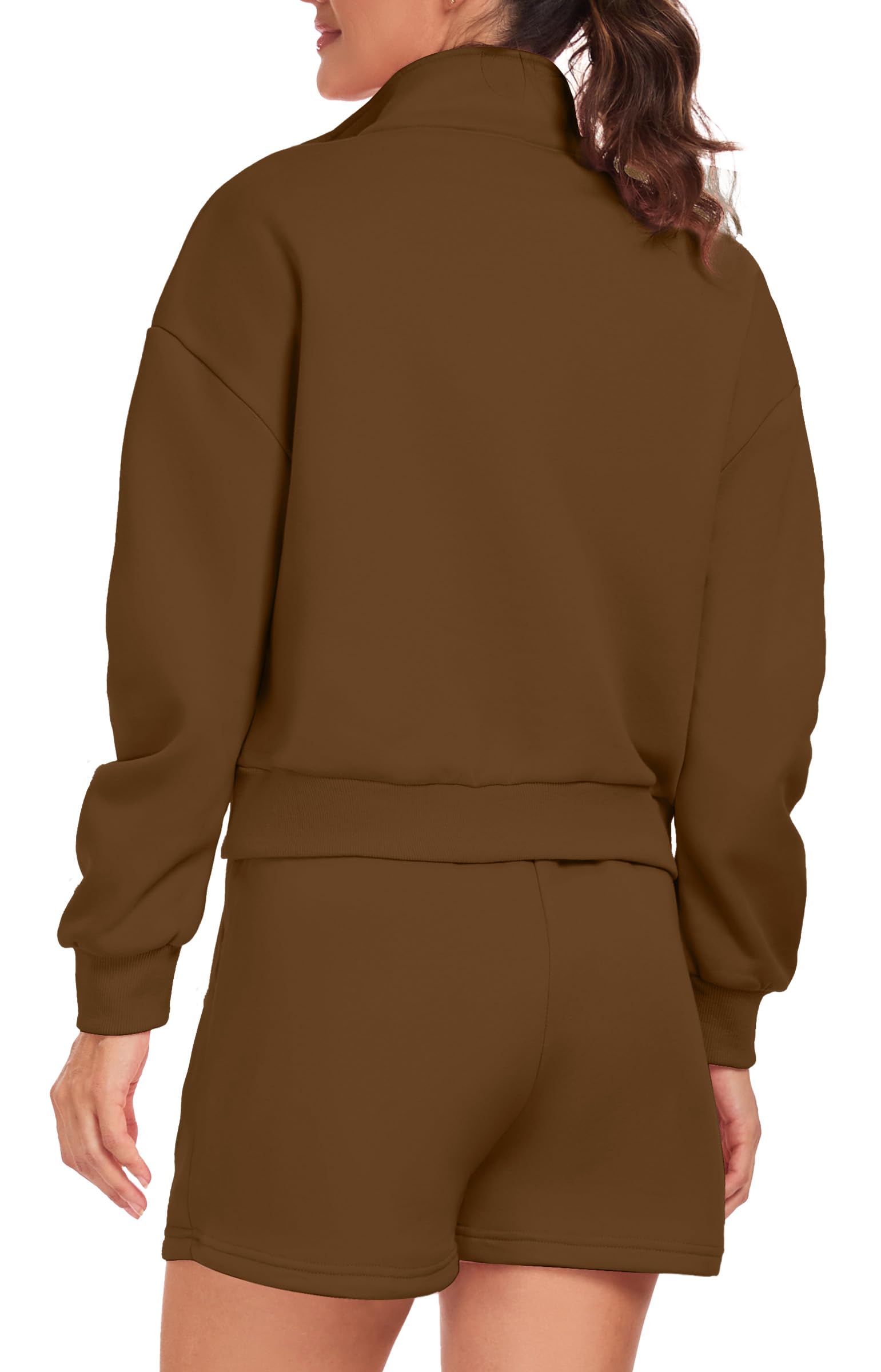 Women's 2-Piece Oversized Half-Zip Sweatshirt & Shorts Lounge Set - Casual Tracksuit for Women - Perfect for Home, Gym, and Everyday Wear
