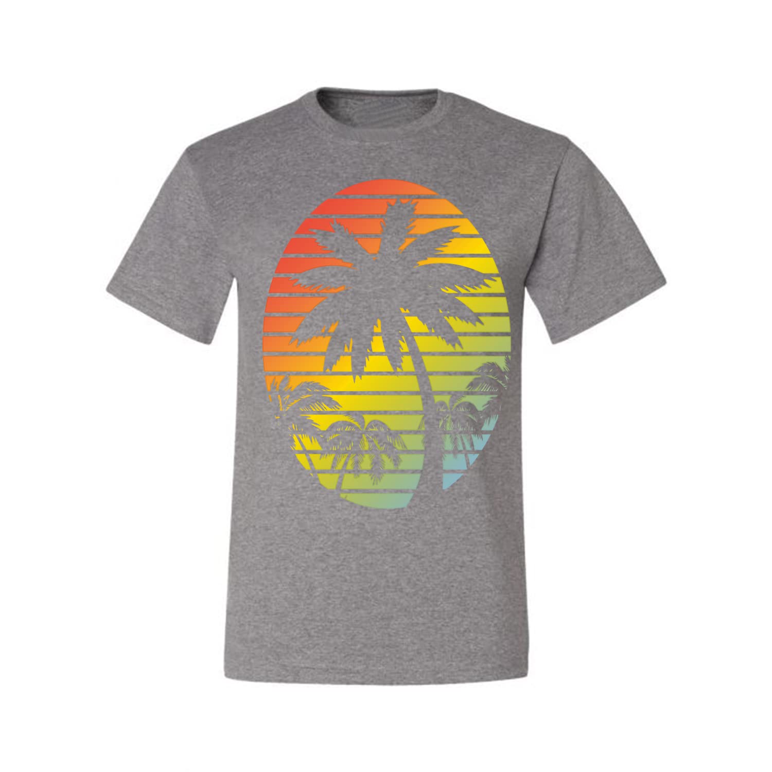 Trendy Men's Tropical Palm Tree Sunset Graphic T-Shirt | Vintage Pop Culture Tee for Beach Vacation, Summer Outfits & Casual Wear