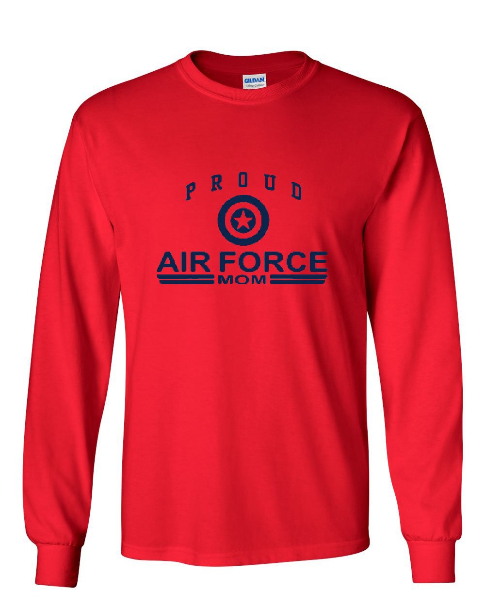 Proud Air Force Mom Long Sleeve T-Shirt - Military Apparel for Women - Perfect for Air Force Events, Military Family Gatherings & Patriotic Holidays