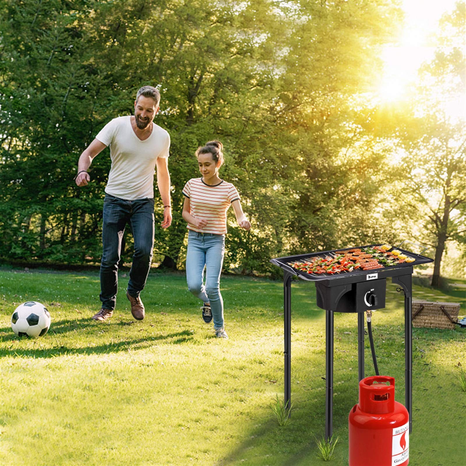 VERYKE Portable Outdoor Camping Stove - 75000 BTU High Pressure Propane Gas Burner Cooker for Backyard BBQ, Picnics & Home Use | Compact & Lightweight for Easy Travel & Camping Adventures