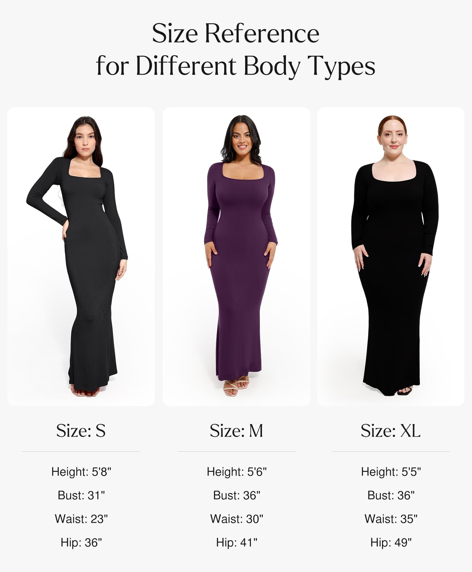 Popilush Long Sleeve Bodycon Maxi Dress with Built-in Bra & Tummy Control Shapewear - Elegant Cocktail & Formal Dress for Fall (Perfect for Parties, Weddings & Evening Events)