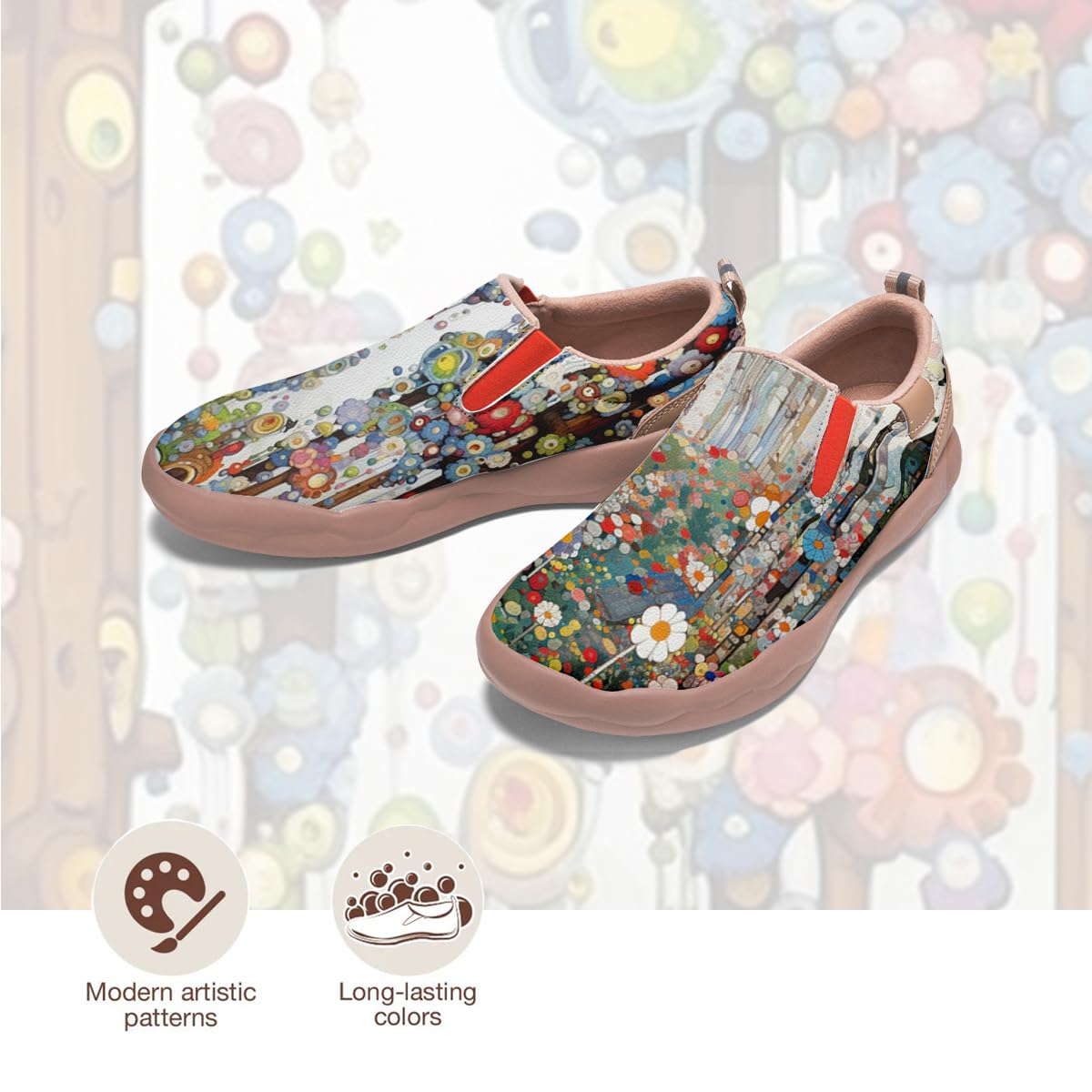 Women's Lightweight Slip-On Loafers - Comfortable Travel Sneakers for Walking, Nursing & Casual Wear | Breathable Painted Design for Work, Vacation & Everyday Use