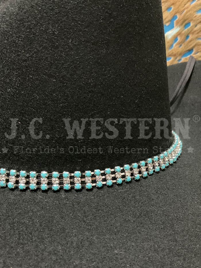 Fashionwest HB61 3T Rhinestone Hatband in Turquoise - Perfect for Cowboy Hats, Western Fashion & Country Music Events