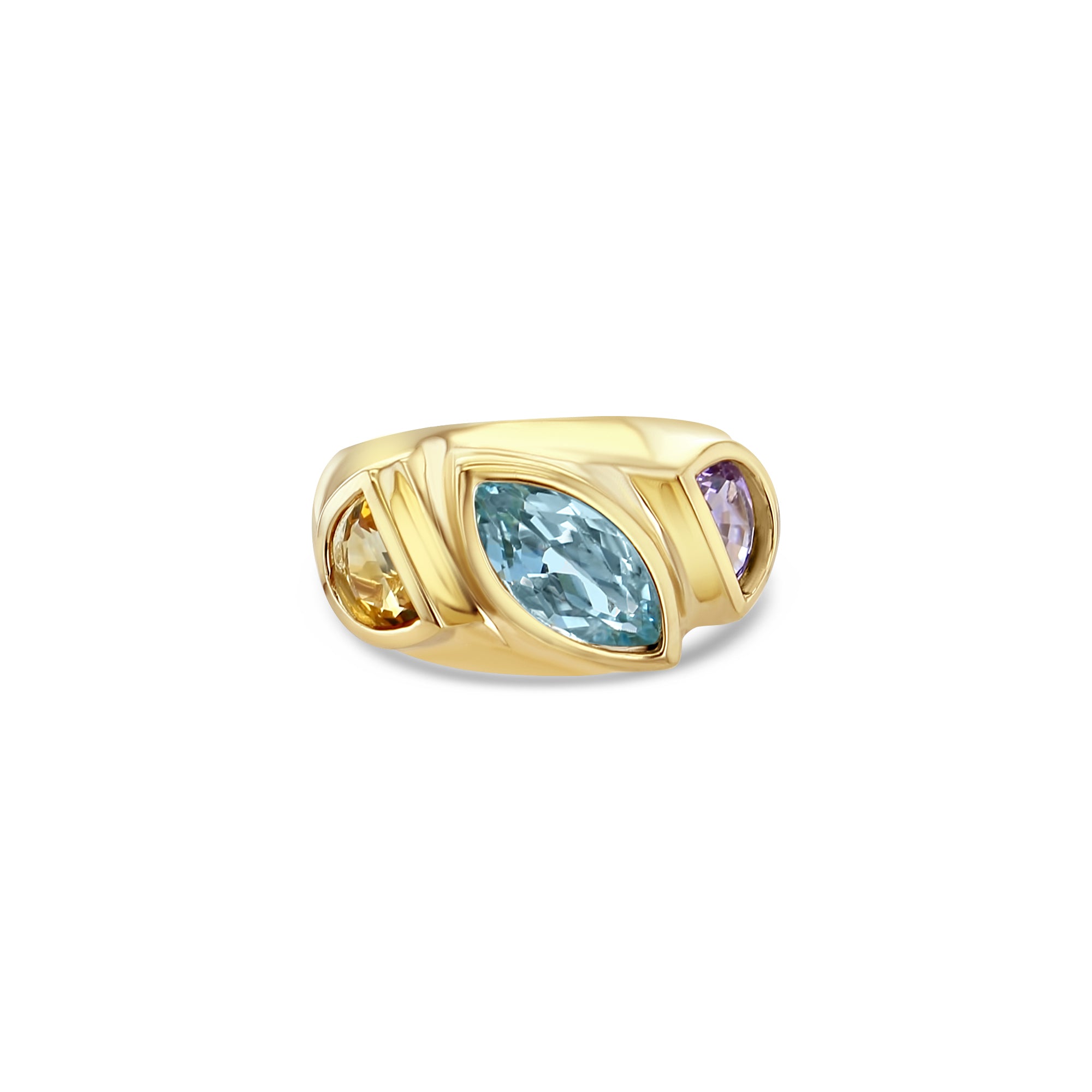 Vintage Style Aquamarine Amethyst Citrine Multi Stone Ring - Elegant Jewelry for Women, Perfect for Weddings, Parties & Everyday Wear