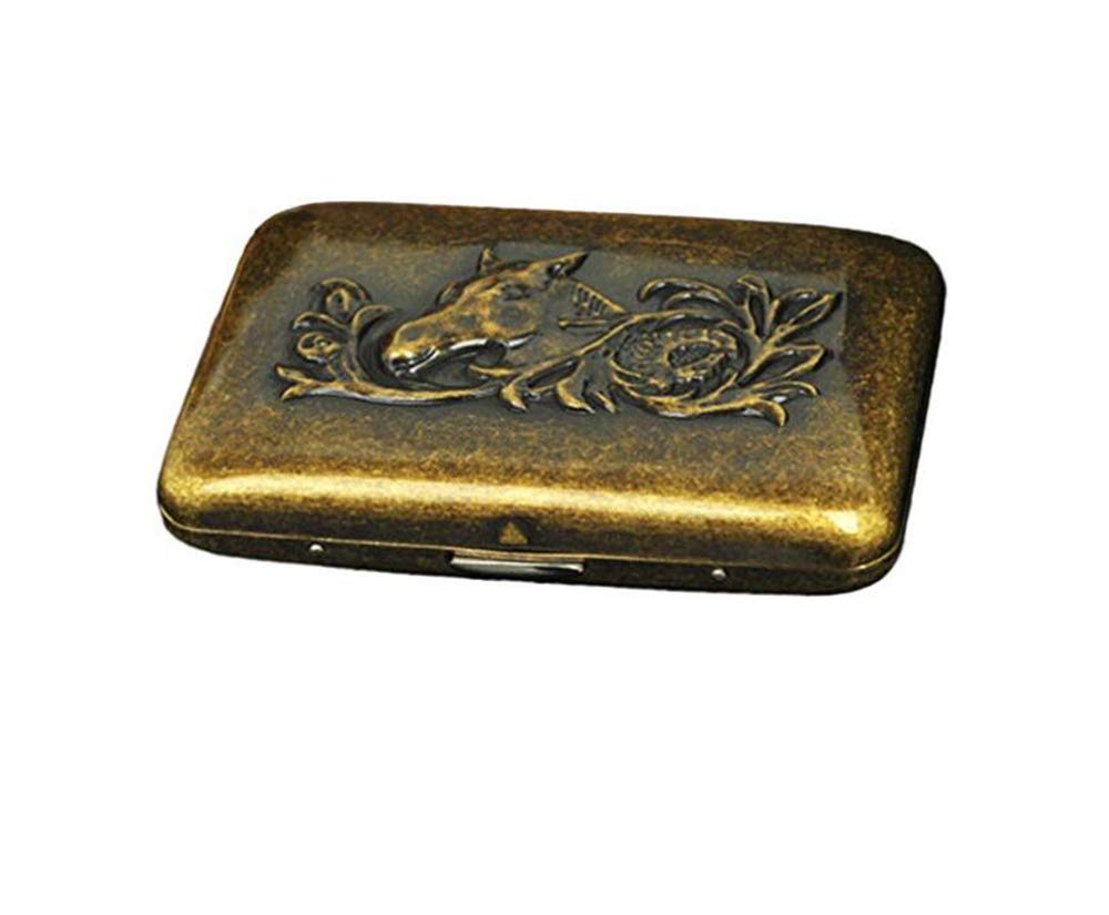 EEKUY Vintage Metal Cigarette Case - Copper Cigarette Holder Box for 20 Cigarettes (3.7x2.8x0.78 Inches) - Perfect for Travel, Outdoor & Gift Giving