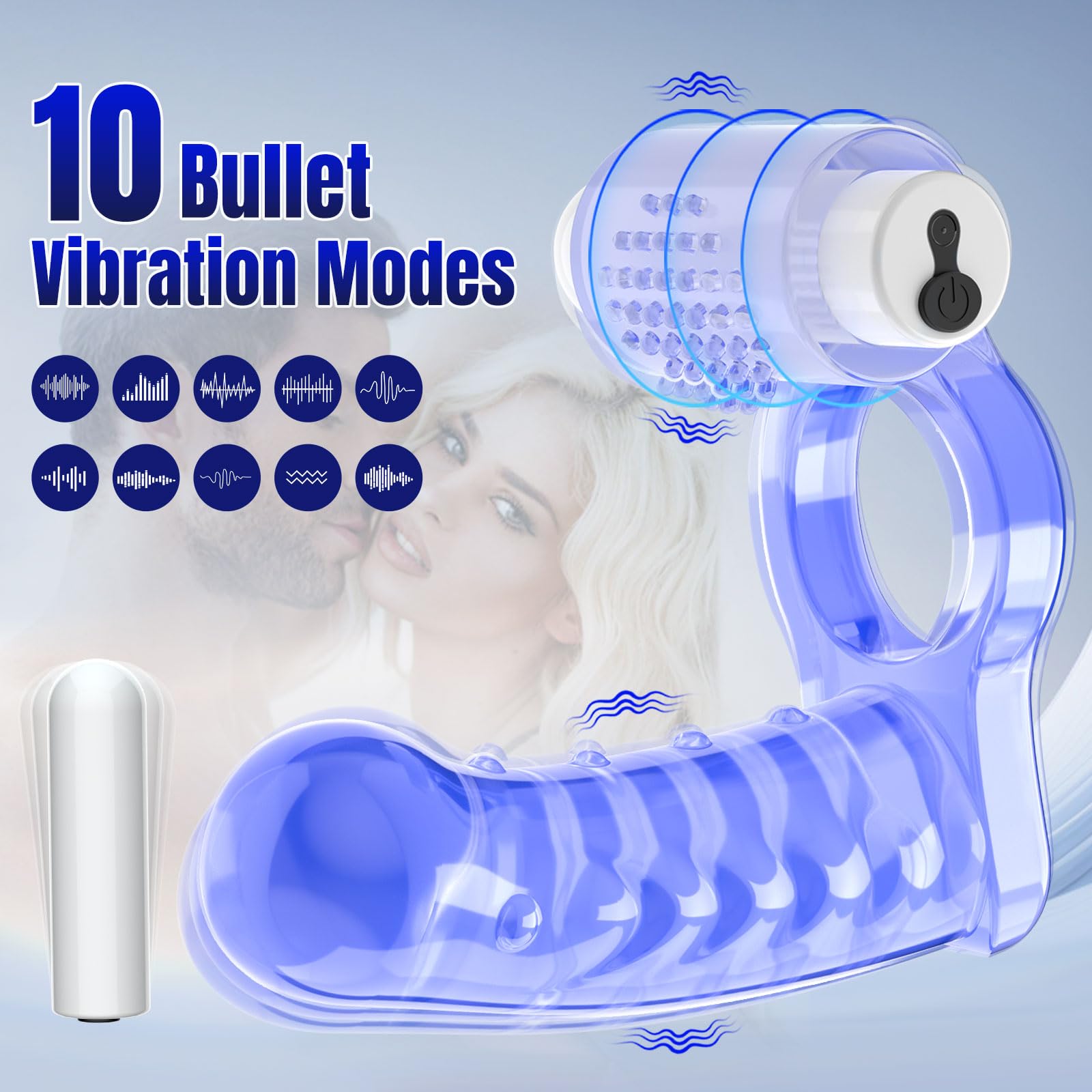 IMOTANI Double Penetration Cock Ring with Mini Bullet Vibrator - Anal Dildo Butt Plug & Prostate Massager for Men - Strap-On Adult Sex Toys for Couples Play and Solo Pleasure