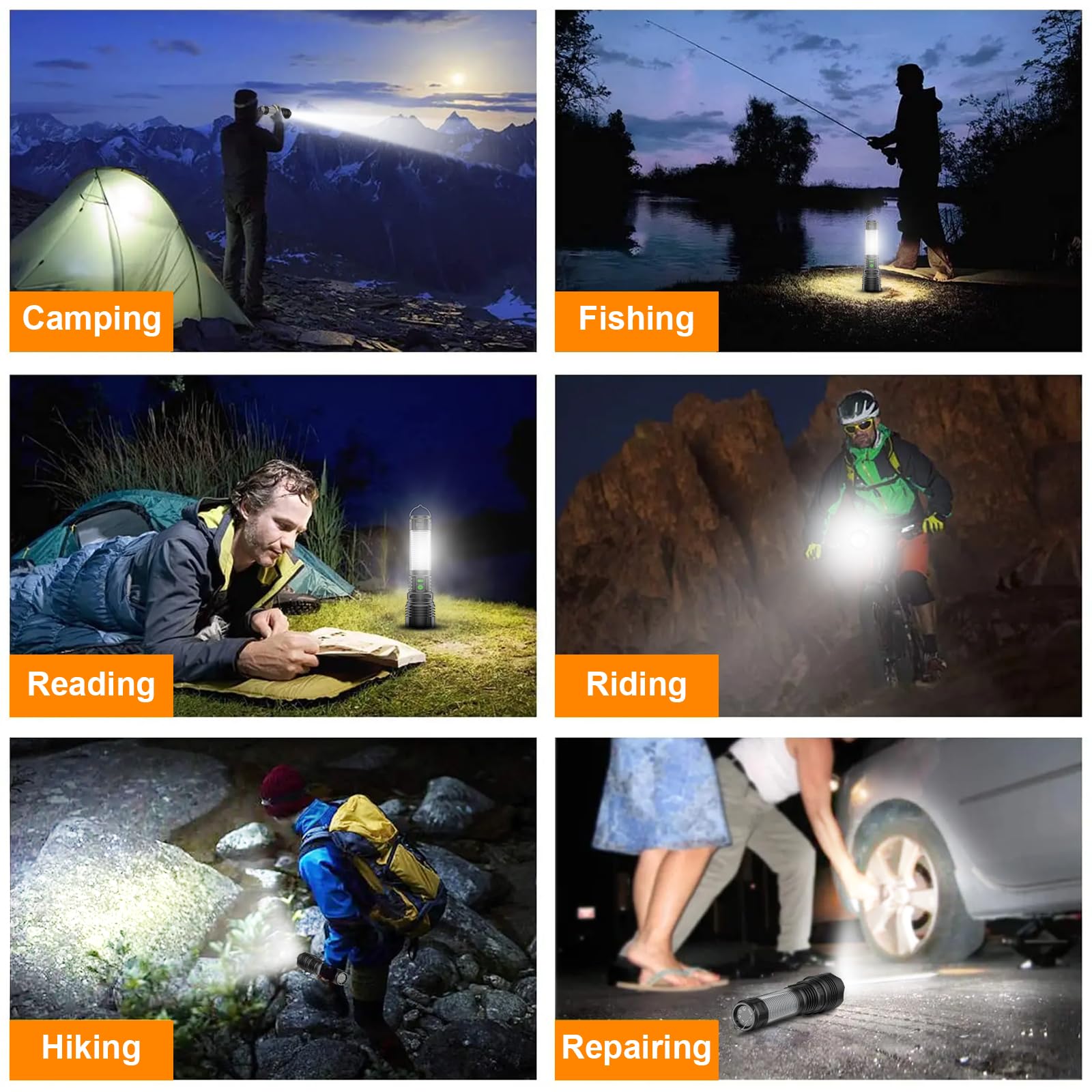 **100,000 Lumens LED Rechargeable Flashlight - Super Bright 2000m Long Beam, Waterproof, 5 Modes, Zoomable for Camping, Hiking & Emergency Use**