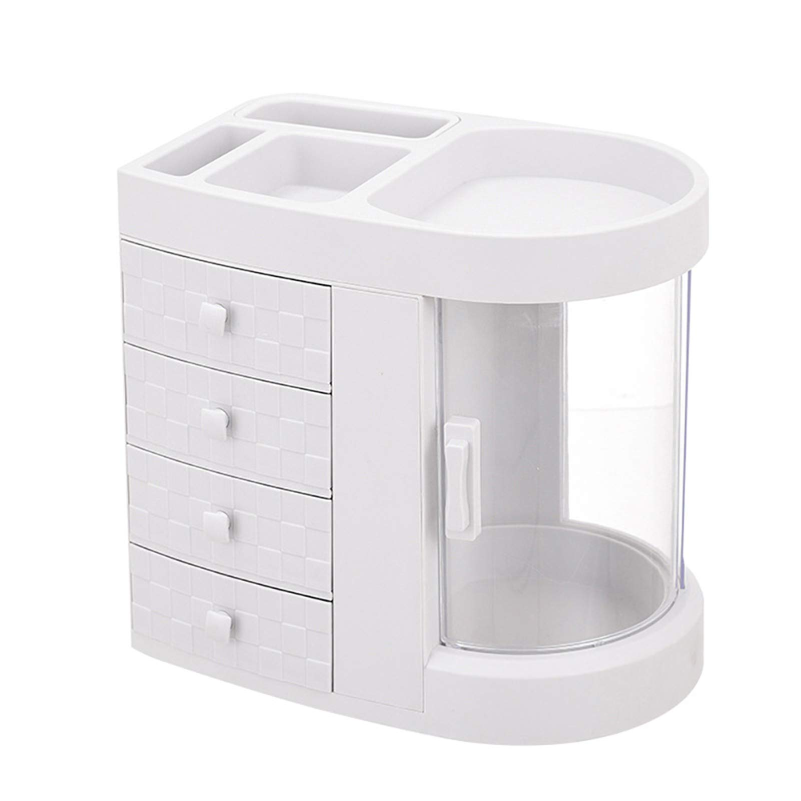 4-Tier Acrylic Makeup Organizer with Rotating Design - Dustproof Multifunctional Storage Shelf for Cosmetics, Skincare & Jewelry | Perfect for Vanity, Bathroom & Dressing Table Organization