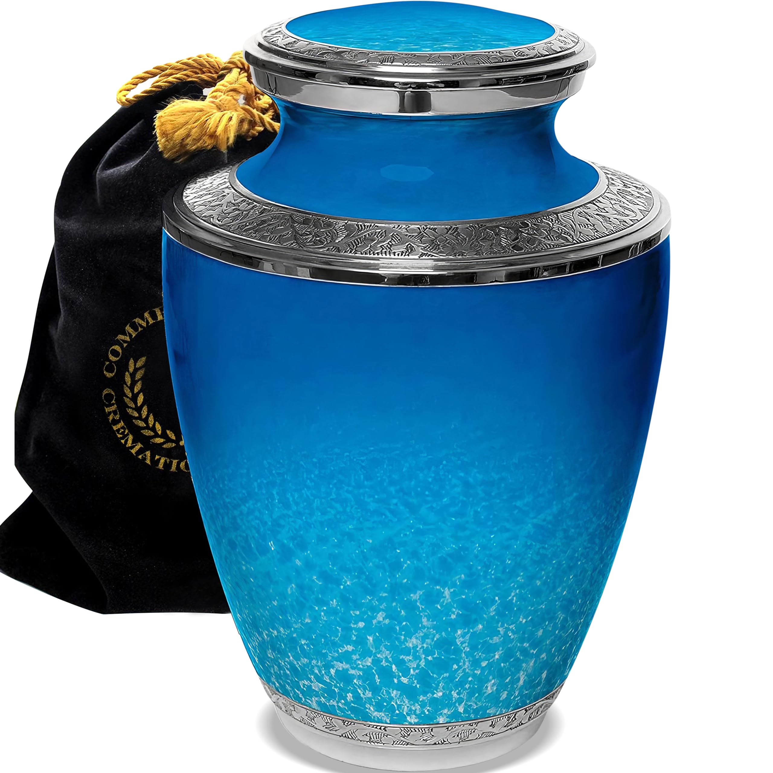 Extra Large Ocean Tranquility Cremation Urn for Adult Male Ashes - Personalized Handcrafted Decorative Urn for Human Ashes - Perfect for Memorial Services, Home Display & Honoring Loved Ones