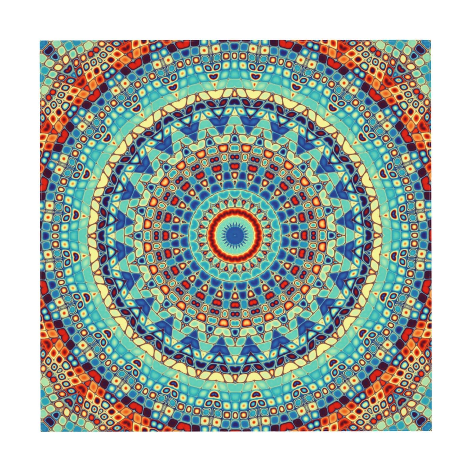 Kawani Mandala Square Tablecloth 54x54 Inch Waterproof Vinyl Bohemian Table Cover for Parties, Weddings, Picnics & Home Decor - Perfect for Spring Celebrations, Holiday Gatherings and Outdoor Dining