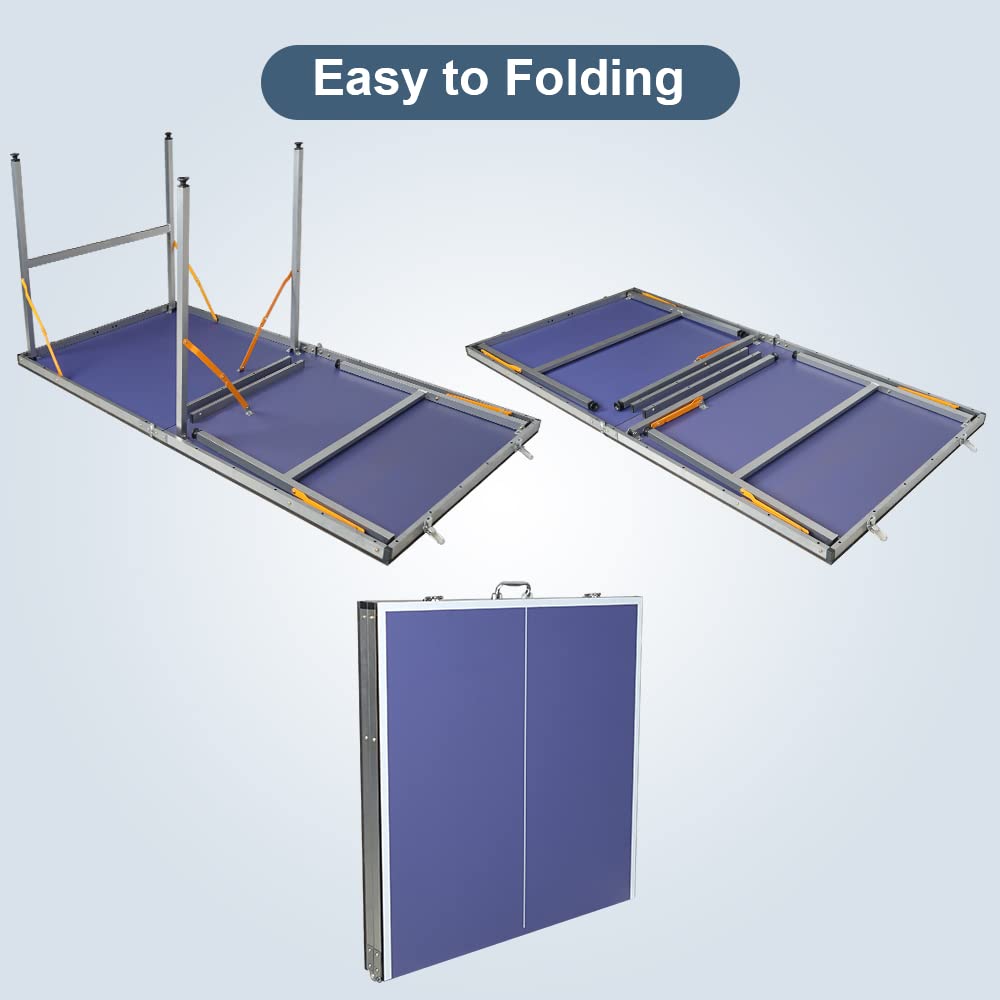 Premium HooKung Foldable Ping Pong Table Set - 100% Preassembled Indoor/Outdoor Table Tennis Game for Family Fun & Professional Practice | Perfect for Backyard, Garage, Game Room & Office Recreation